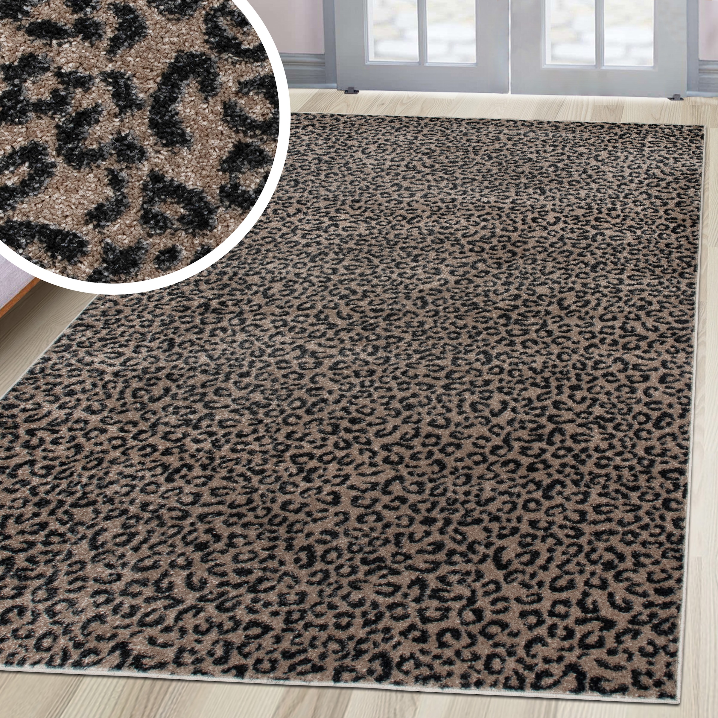 GOODproduct Teppich »Fynna, Leopardenmuster« rechteckig 9 mm Höhe besonders weicher Flor, Wohnzimmer, Schlafzimmer, Esszimmer