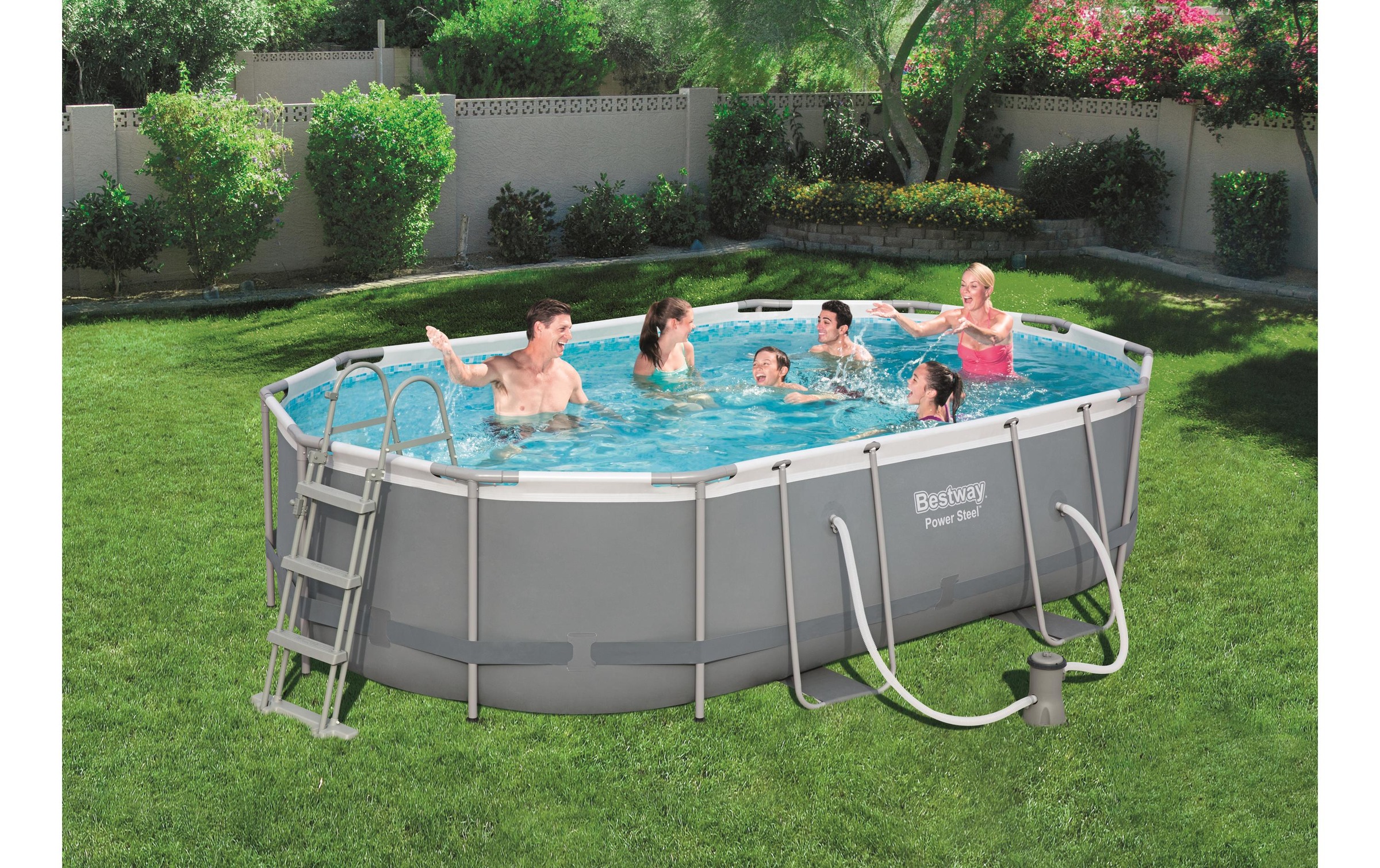 Bestway Pool »Power Steel Frame Komplett-Set 488 x 305 347 x107cm«