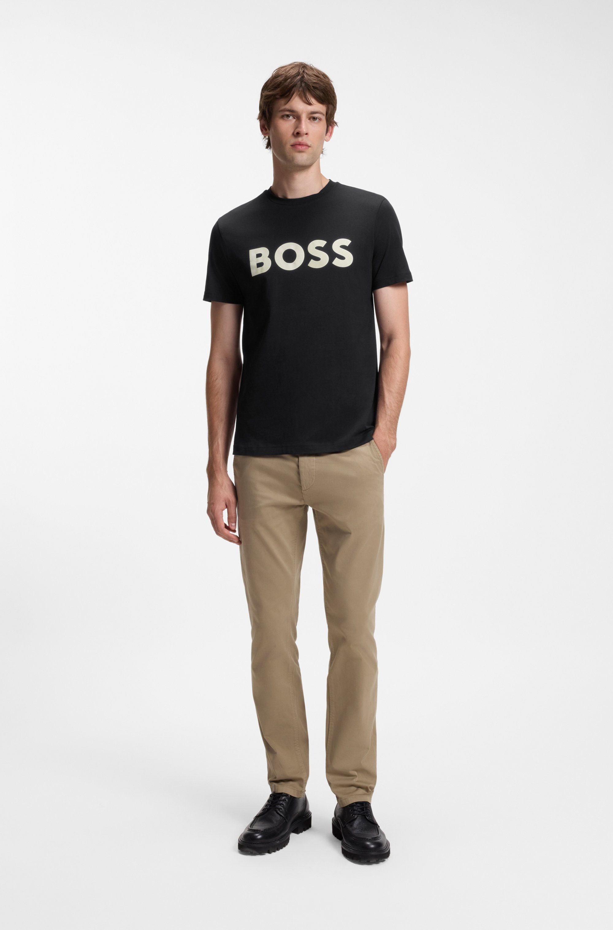 BOSS ORANGE T-shirt »Thinking« 1 cuis encolure ronde, coupe régulière, grande impression logo