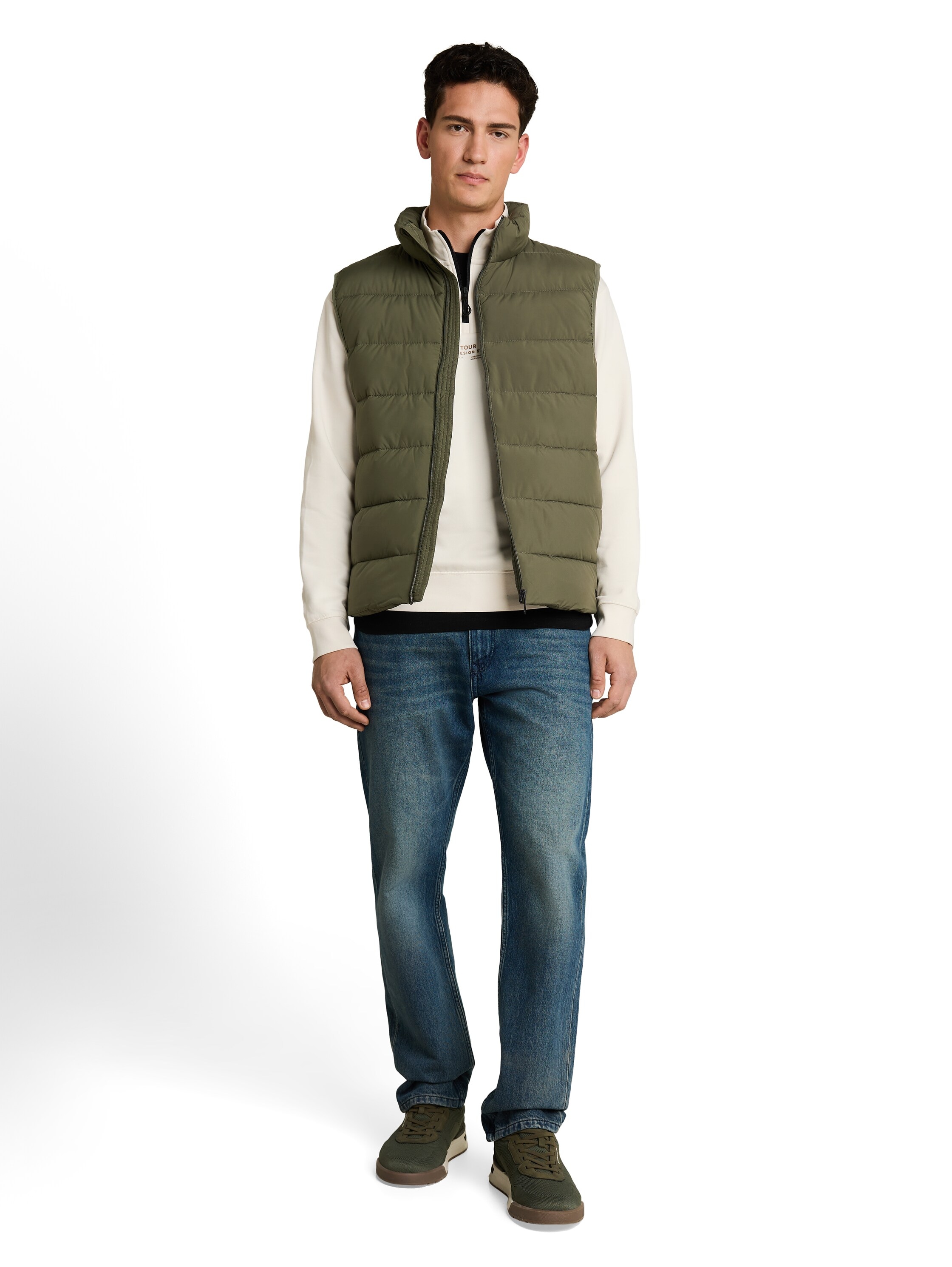 TOM TAILOR Denim Steppweste mit Stehkragen und Reissverschluss
