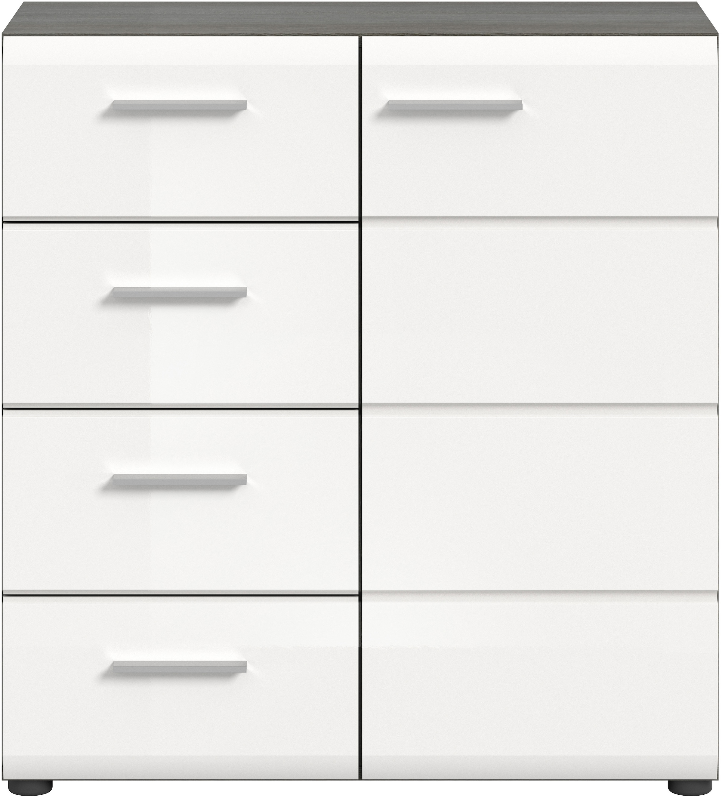 INOSIGN Kommode »Rumba, Breite 75cm, in Rauchsilberfarben Nachbildung/Weiss Hochglanz«, Kommode, Sideboard, Schrank