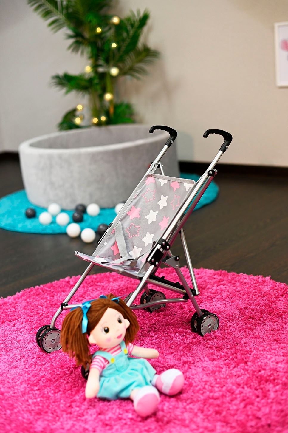 Knorrtoys® Puppenbuggy »Sim - star grey pink«