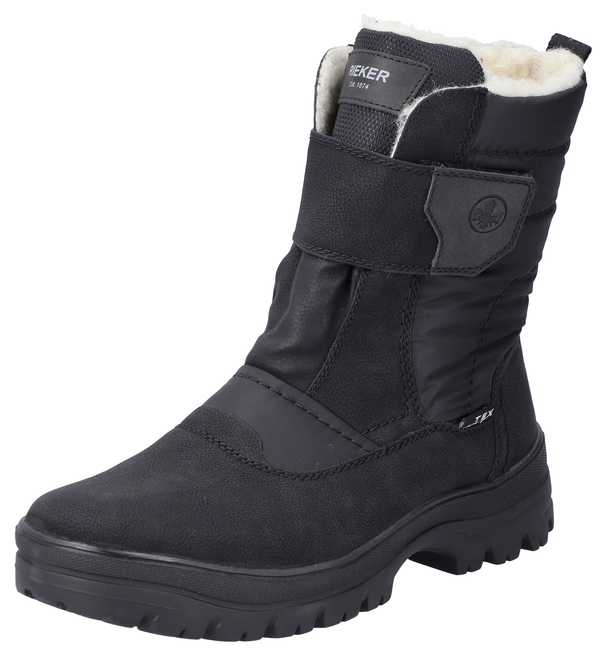 Rieker Winterstiefel, Klettboots mit Lammwollfutter, Flip Grip-Laufsohle und TEX-Membran