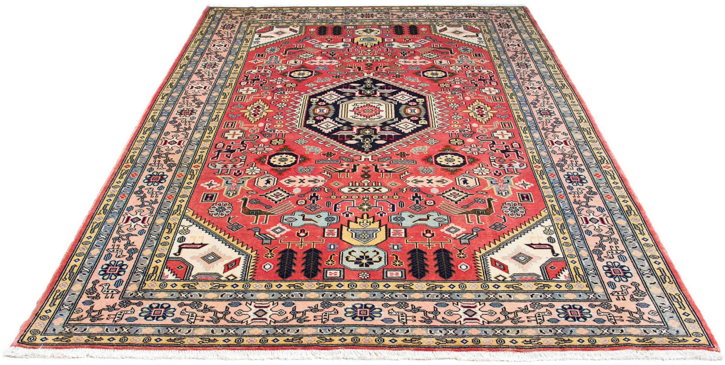 Image of morgenland Orientteppich »Perser - Nain - 241 x 168 cm - hellrot«, rechteckig, 10 mm Höhe, Wohnzimmer, Handgeknüpft, Einzelstück mit Zertifikat bei Ackermann Versand Schweiz