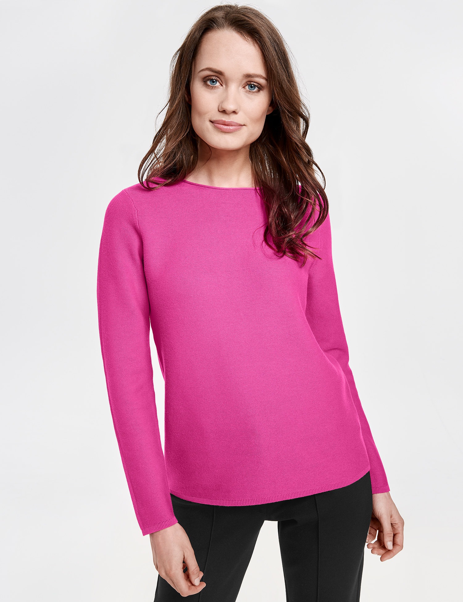 Pullover Langarm Rundhals »Pullover aus reiner Baumwolle«