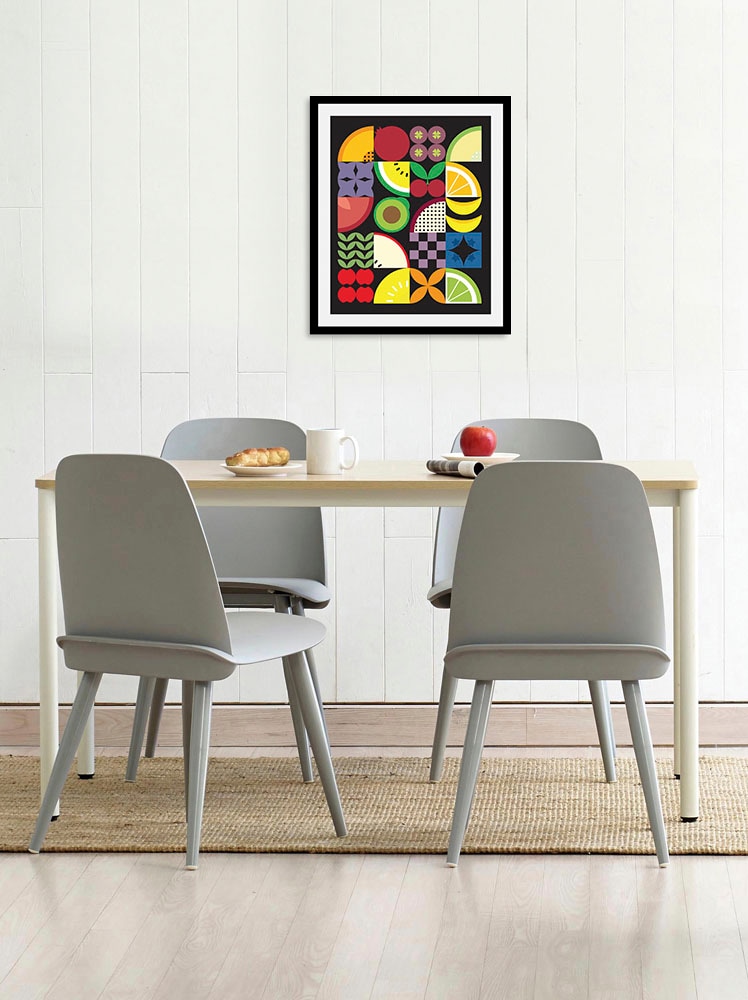 queence Bild »Fibi«, Obst-Obst Bilder-Essen-Lebensmittel-Kunst-Abstrakt-Art, (1 St.), HD Premium Poster-Druck inkl. Holzrahmen
