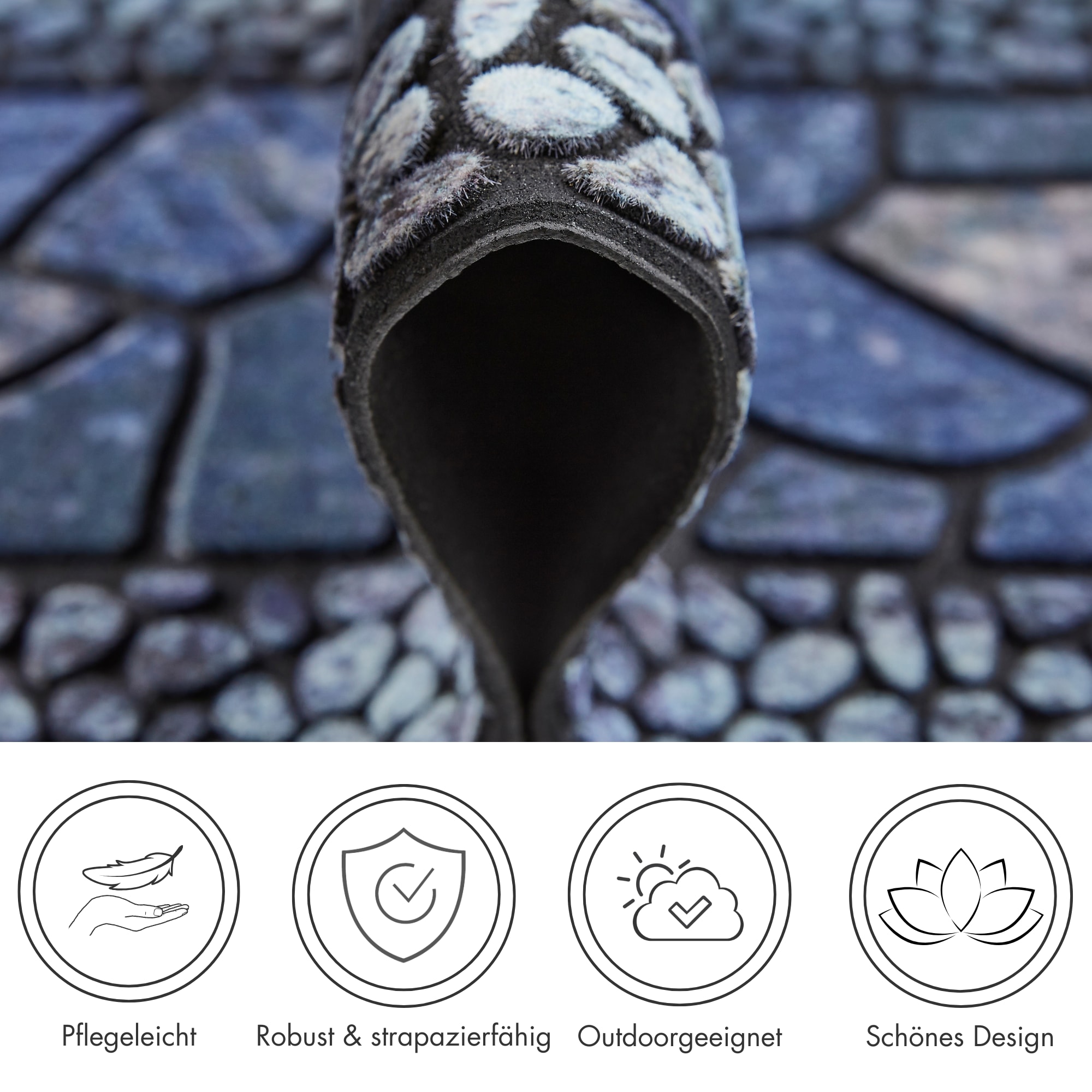 Andiamo Tapis de marche »Outdoor, 2er Set« Rectangulaire 6 mm Höhe Outdoor-Stufenmatten, Stein Motiv, Gartenbereich, Aussenbereich