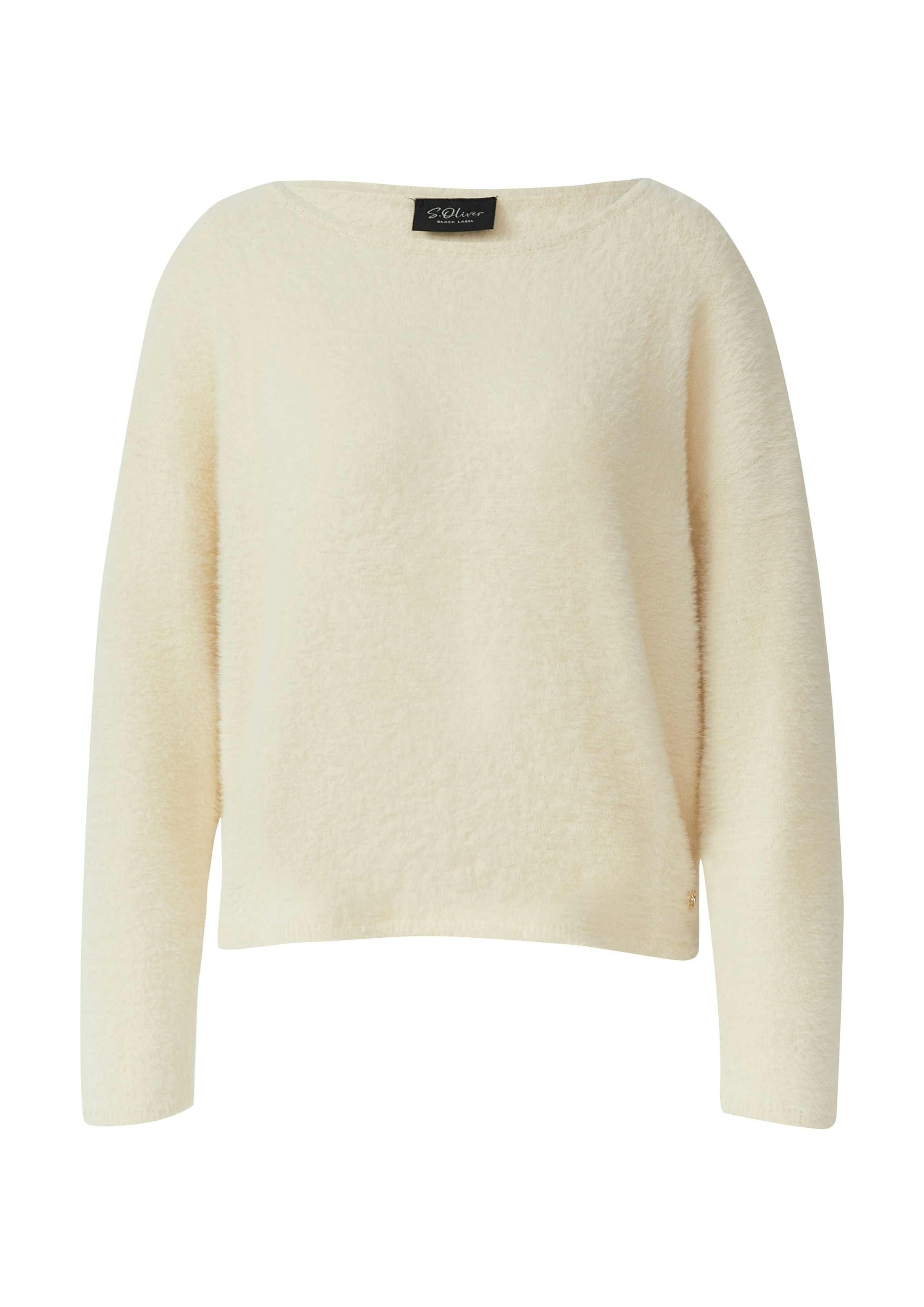 s.Oliver BLACK LABEL Pull en tricot duveteux, avec encolure bateau