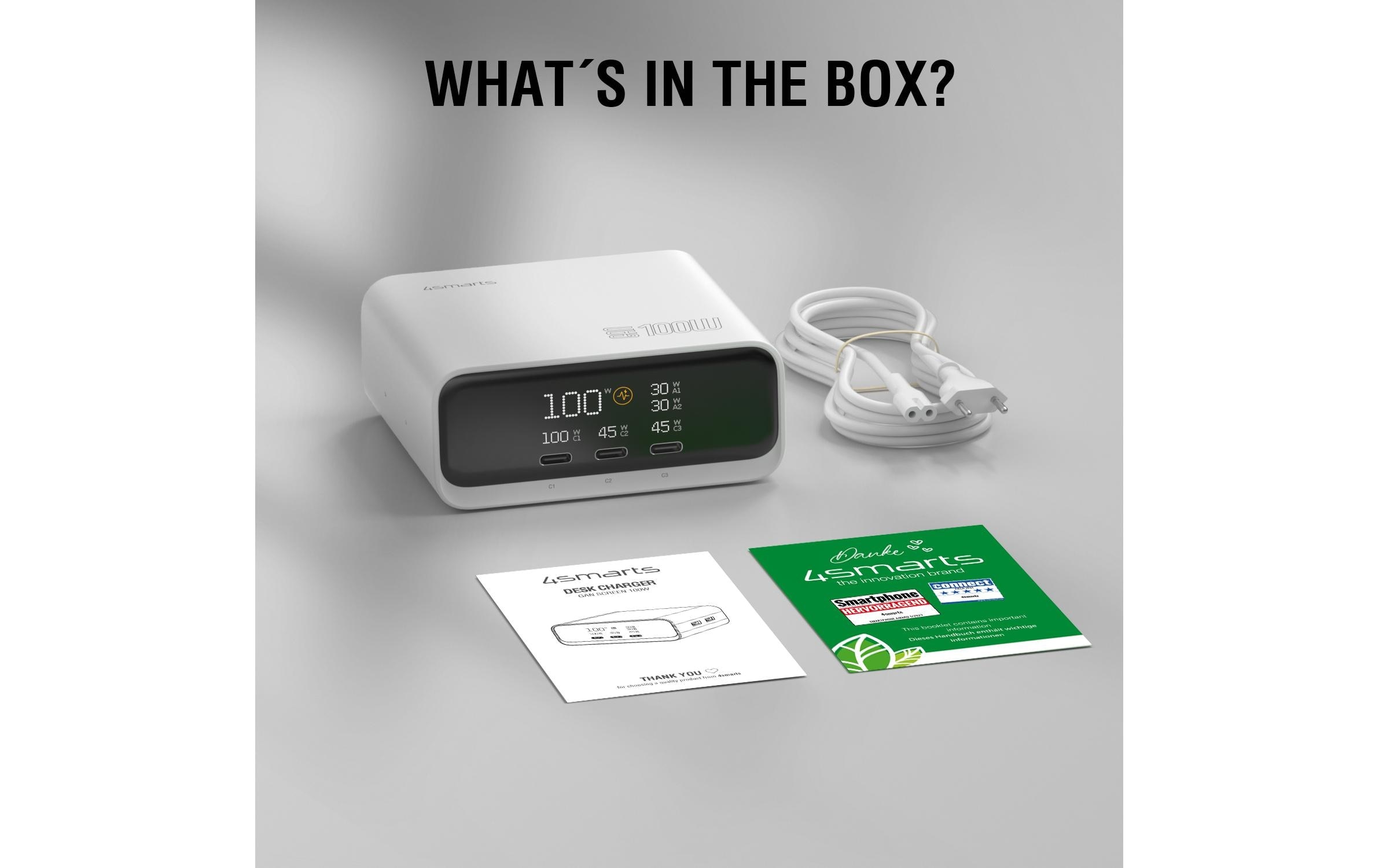 4smarts Station de charge »GaN Screen 100W 3C+2A«