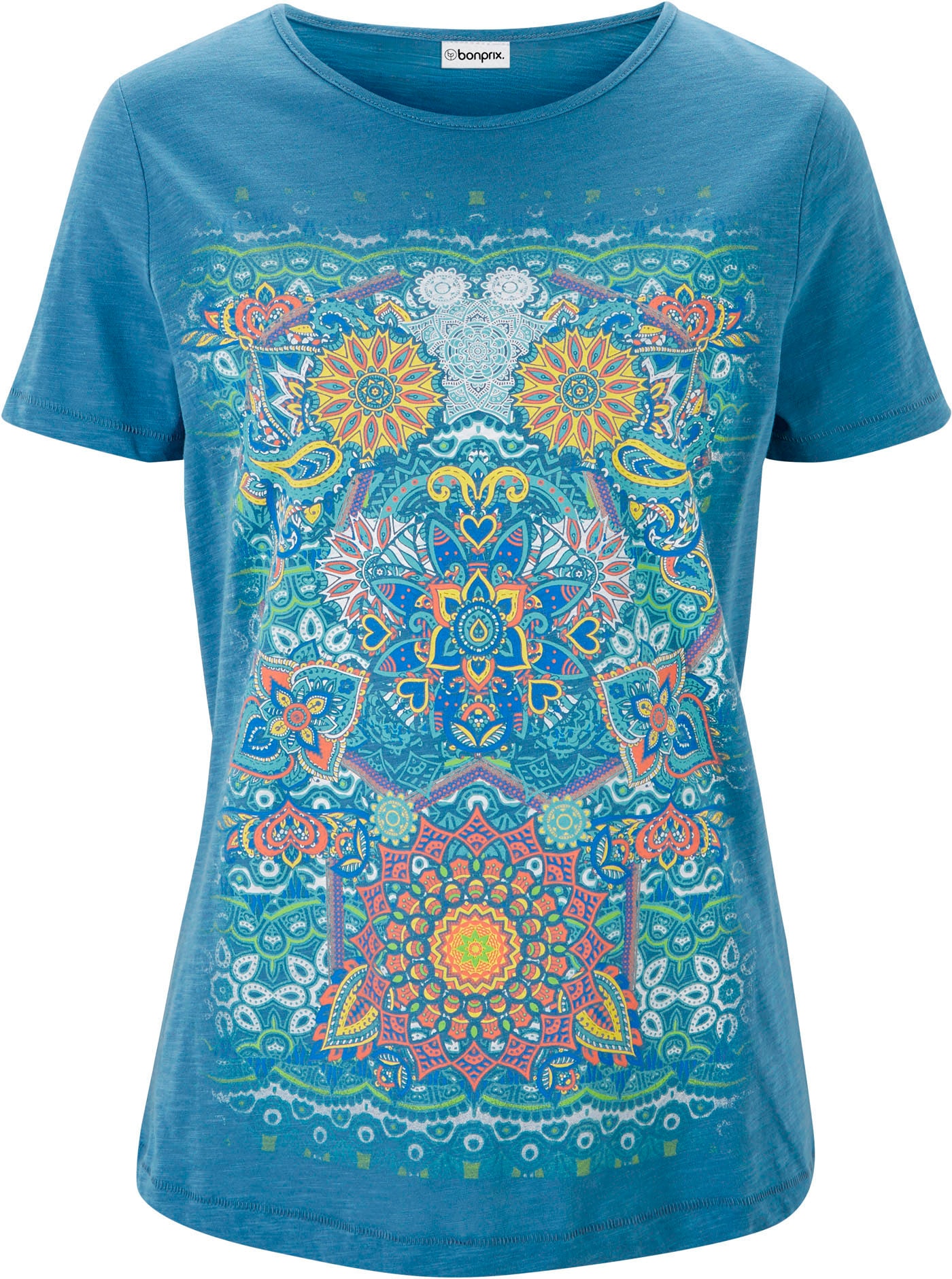 bonprix T-shirt »T-Shirt aus reiner Baumwolle« Regular Fit, Kurzarm, aus Baumwolle, mit farbenfrohem Print