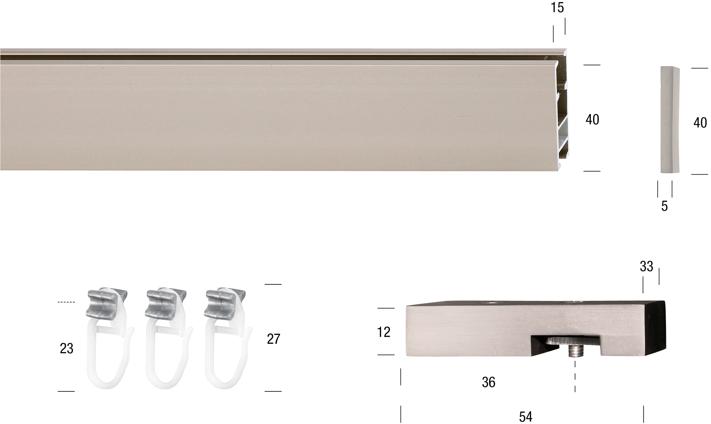 GARESA Gardinenstange »FLAT« 1 läufig-läufig Wunschmasslänge Rechteckprofil,  perfekter Lauf, modern, verlängerbar, mit Endkappe