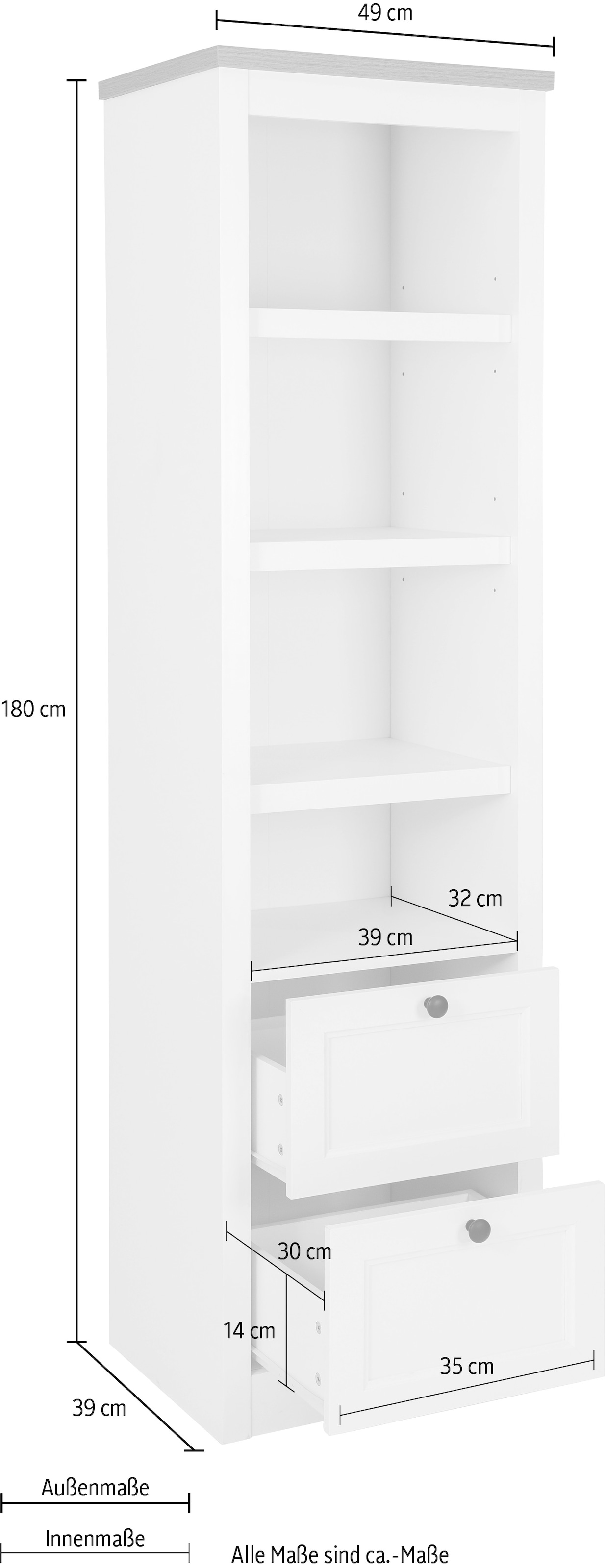 GOODproduct Vitrine »Rigny« aus MDF, mit Holz-Zierleiste, schwarzem Metallgriff