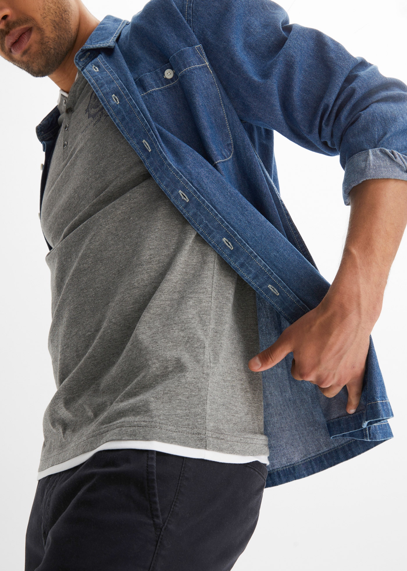 bonprix Henleyshirt Packung, 2, 2 Stk.