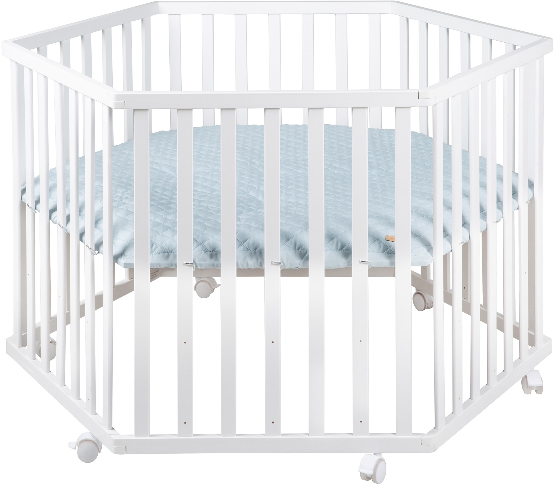 Image of roba® Laufgitter »Style weiss, 6-eckig«, bis 15 kg, mit Laufgittereinlage hellblau/sky bei Ackermann Versand Schweiz