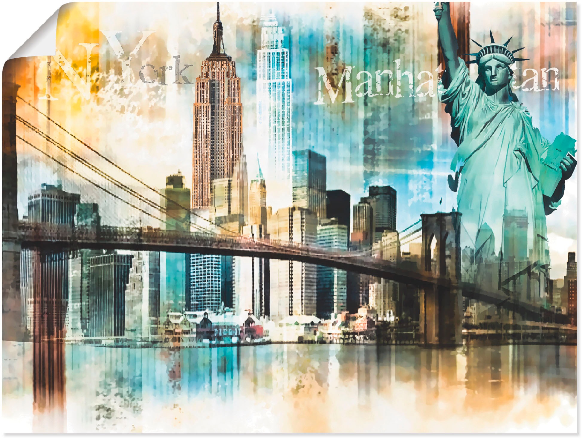 Artland Wandbild »New York Skyline Collage IV«, Amerika, (1 St.), als Leinwandbild, Poster in verschied. Grössen