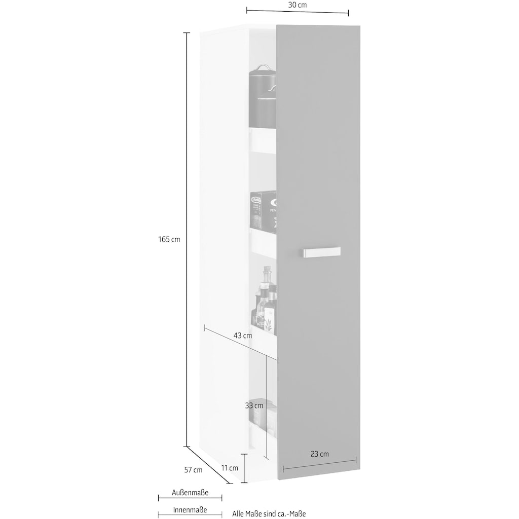 wiho Küchen Apothekerschrank »Husum«, Auszug mit 4 Ablagefächern