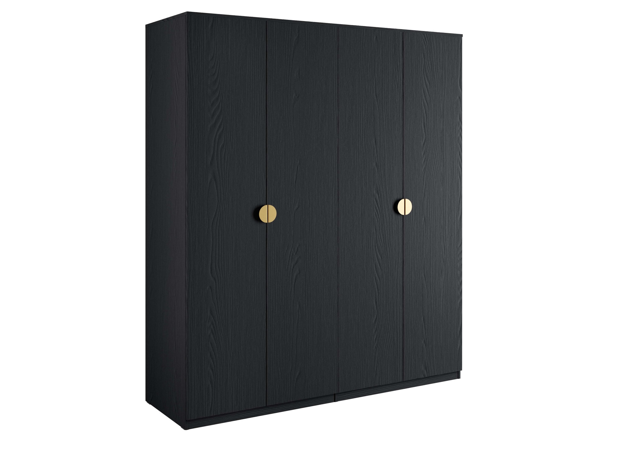 Leonique Kleiderschrank »BELLOT Garderobe, Wäscheschrank mit 4 Einlegeböden und 2 Kleiderstange«, mit 4 Drehtüren und goldfarbenenen Griffen, Masse B/T/H: 180/59/209 cm