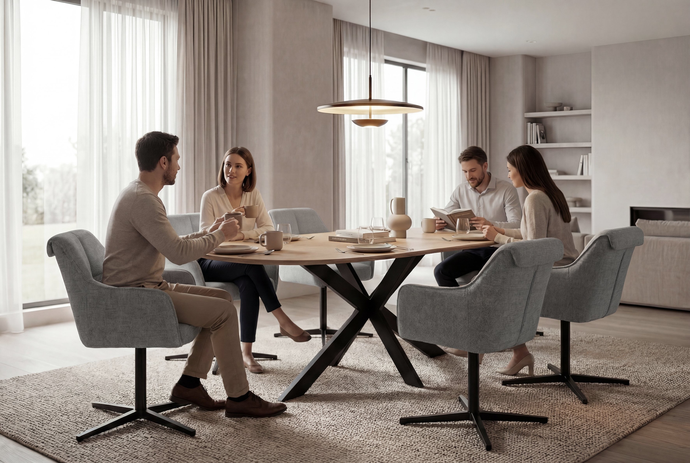 byLIVING Chaise de salle à manger »MEXICO« (Ensemble) 2 cuis360° drehbar, Taschenfederkern, Doppelte Aufpolsterung im Rücken