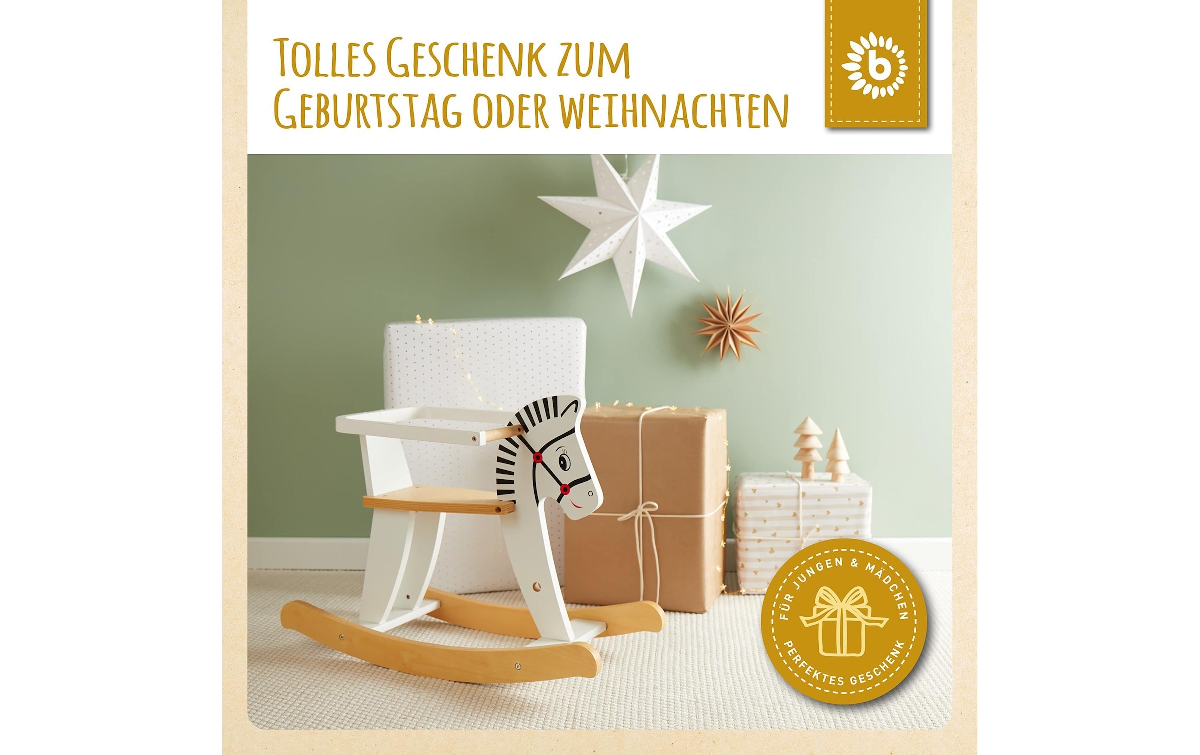 BIECO Schaukelpferd »aus Holz«, Holzart: Schima, Birke (China)
