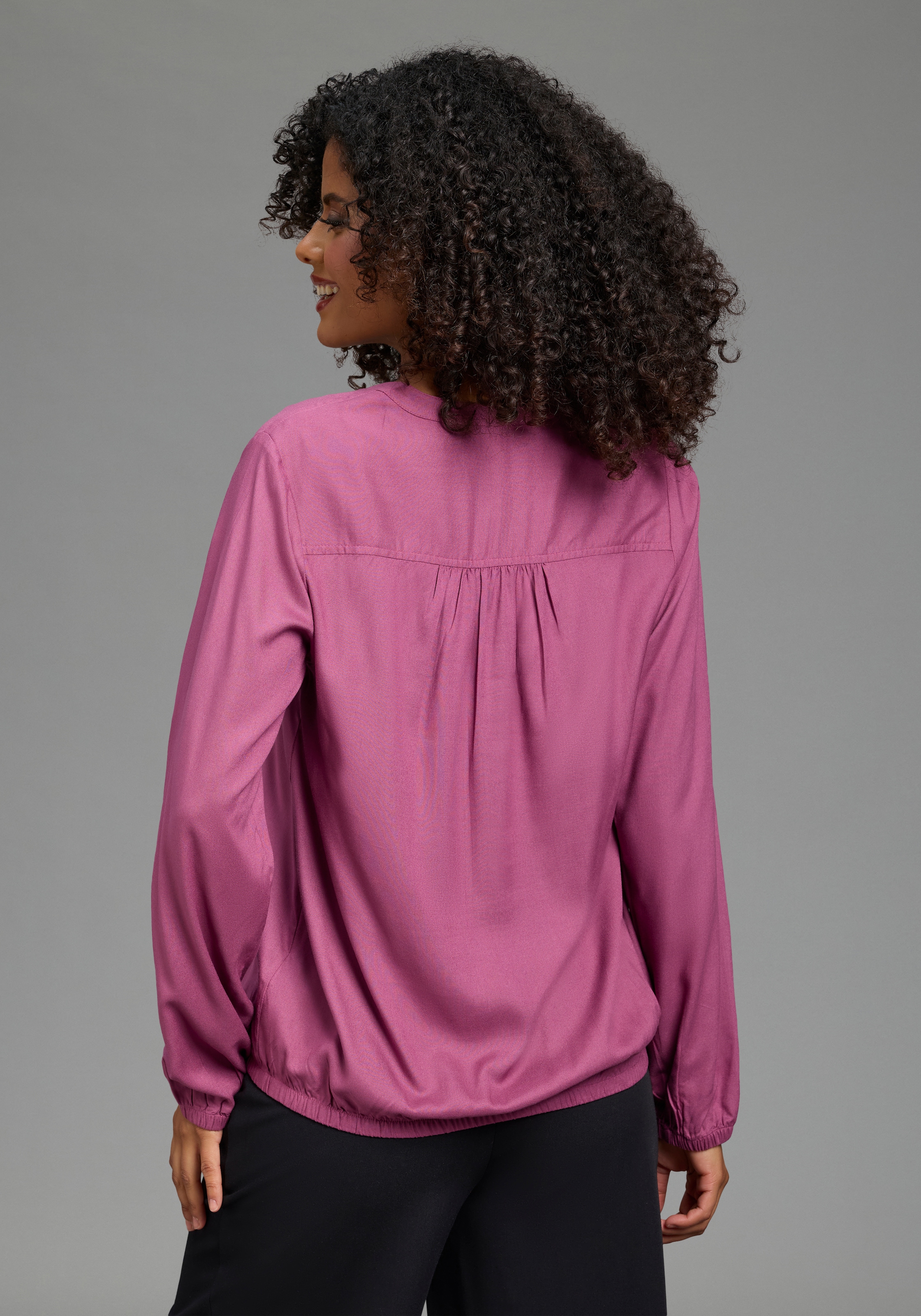 Laura Scott Blouse à enfiler Manches longues avec élastique aux poignets, en viscose, longueur hanches