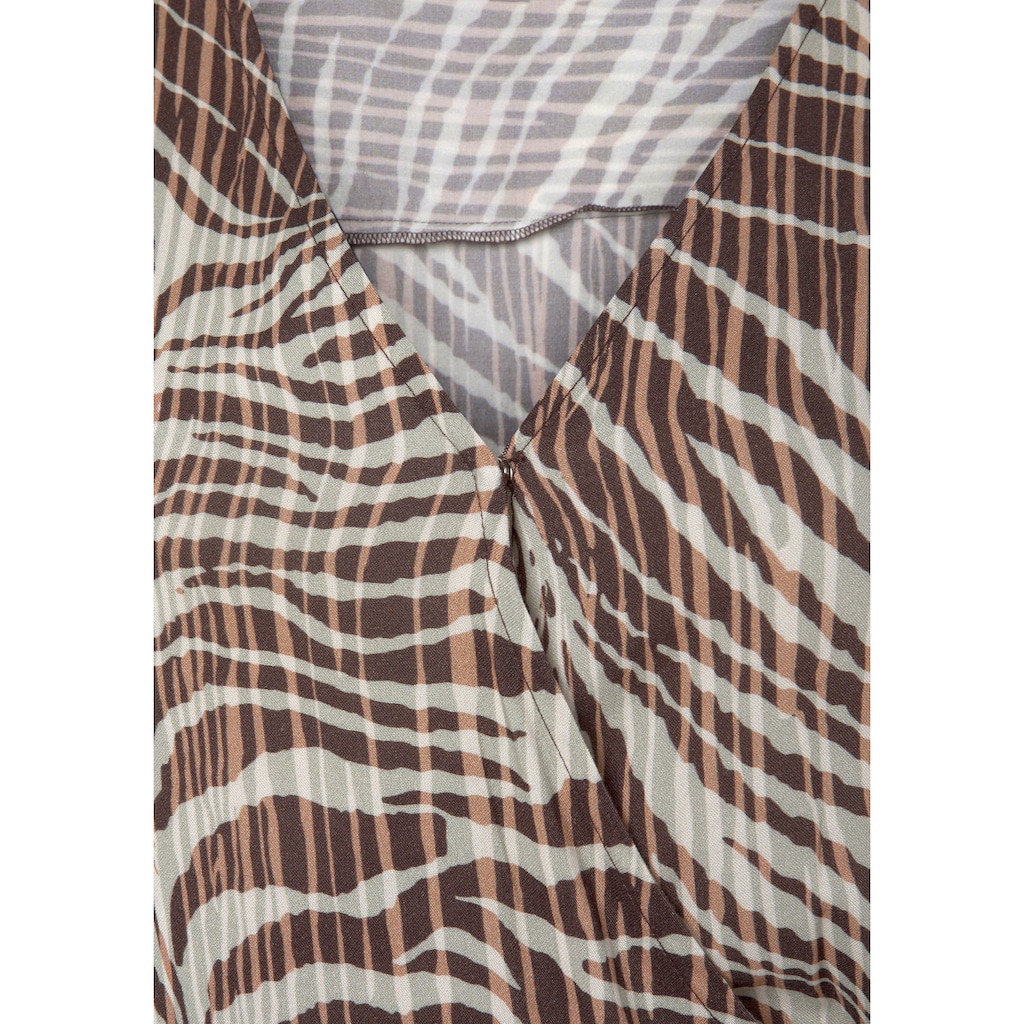 LASCANA Wickelkleid, mit Alloverdruck, kurzes Sommerkleid im Animalprint, Strandkleid