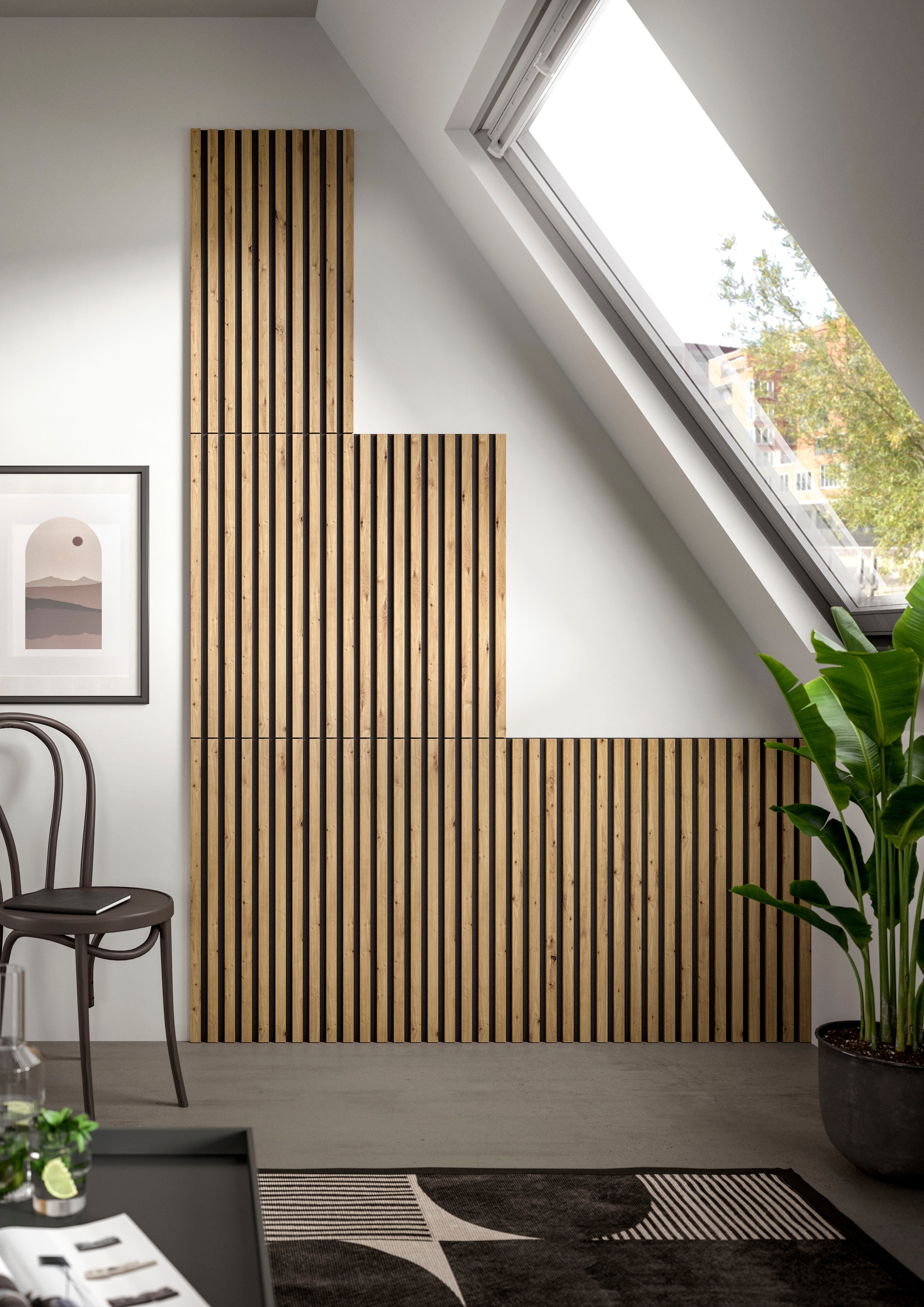 INOSIGN Wandpaneel »Silencio, 3er Set, je 40 x 80 cm, inkl. 3 Abschlussleisten«, (3 tlg.), Akustikpaneel, Paneel, Lamellenwand
