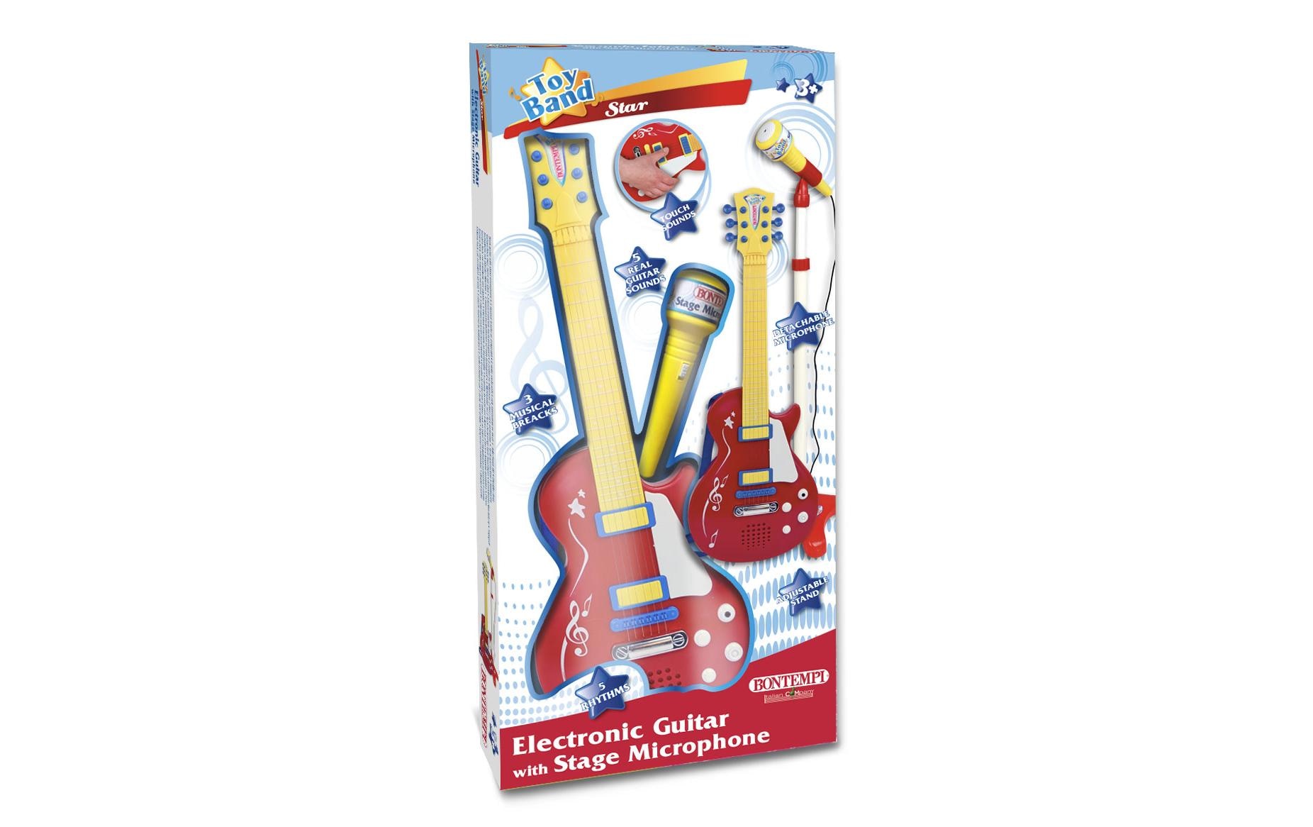 Bontempi Spielzeug-Musikinstrument »Rockgitarre mit Standmikrofon Rot«
