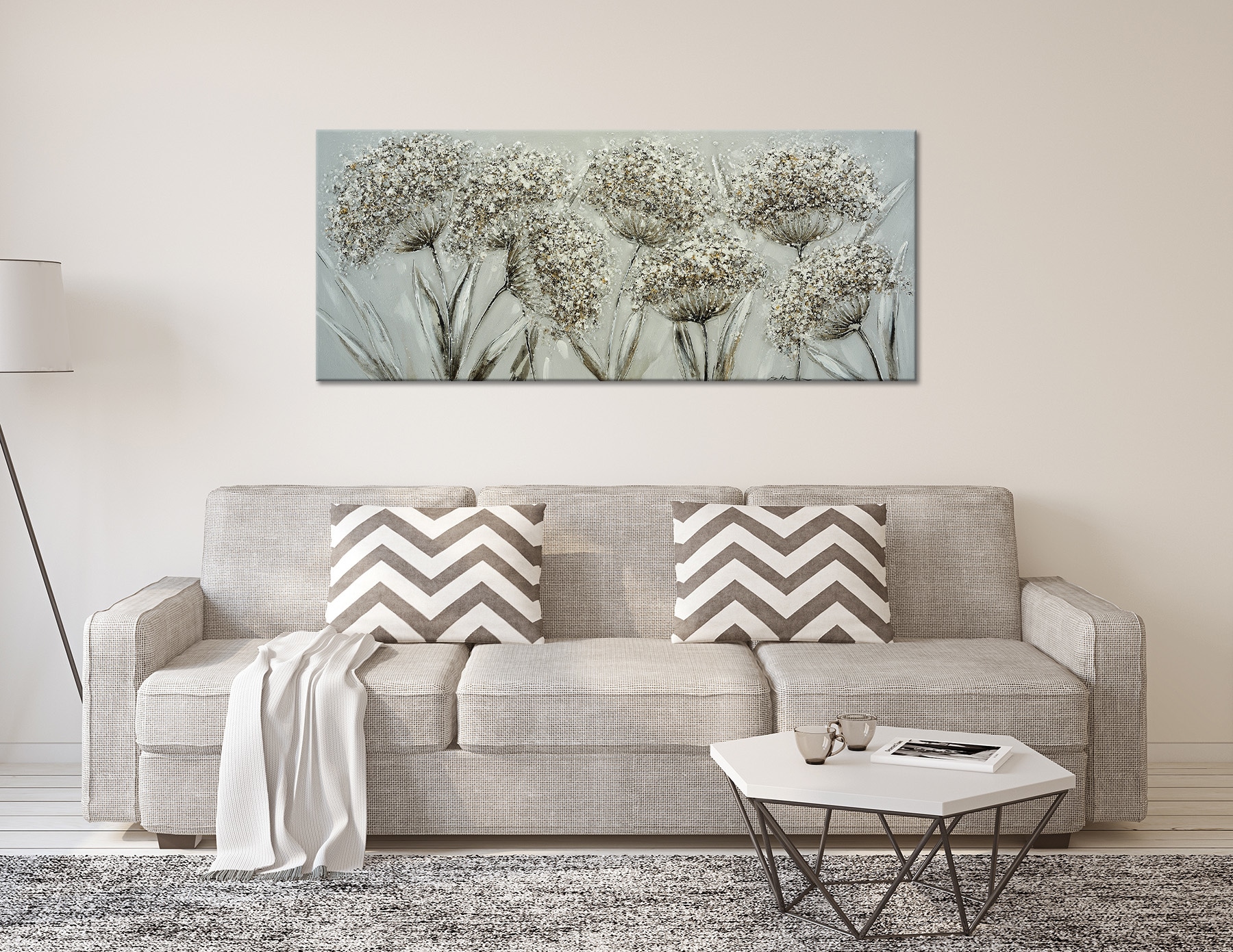 Bönninghoff Ölgemälde »handarbeit PUSTEBLUMEN XXL 60x140 cm – Wandbild Kunst Deko« Blumen | Blumenbilder | Natur handgefertigt, jedes Bild ein Unikat