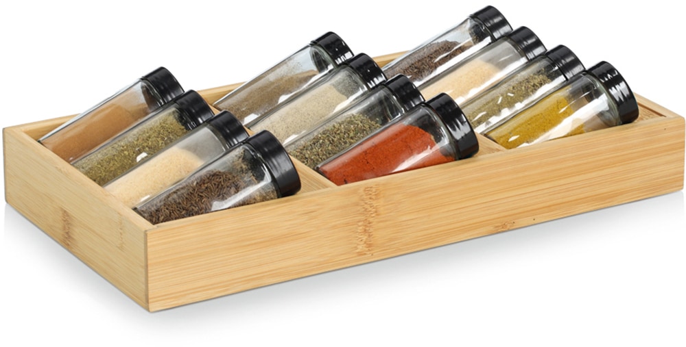 Zeller Present Distributeur d'épices »Gewürzeinsatz-Set, 13-tlg., Bambus/Glas« übersichtliche Anordnung, praktisch und modern
