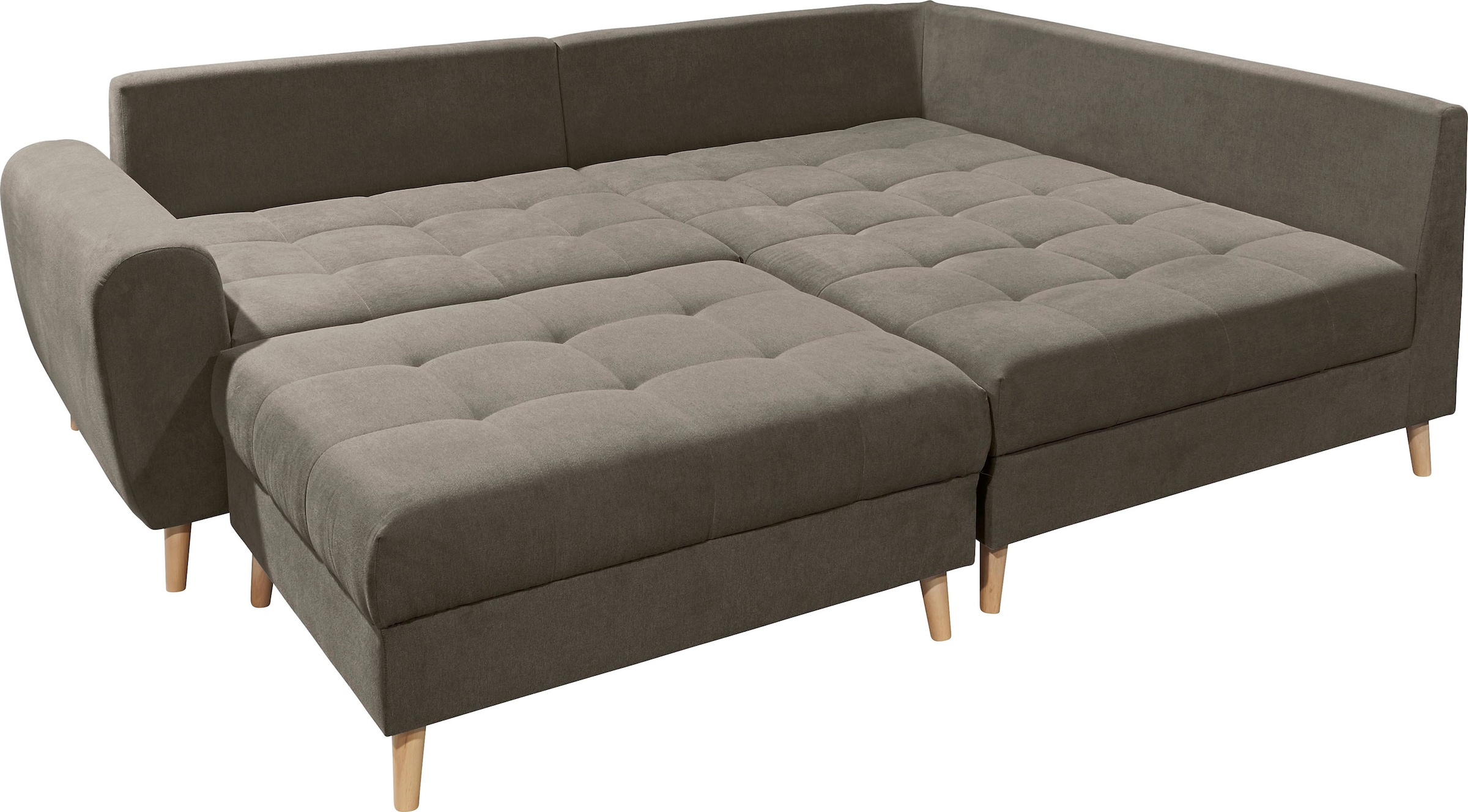 ED EXCITING DESIGN Ecksofa »Alice L-Form« mit Hocker & 3 Zierkissen