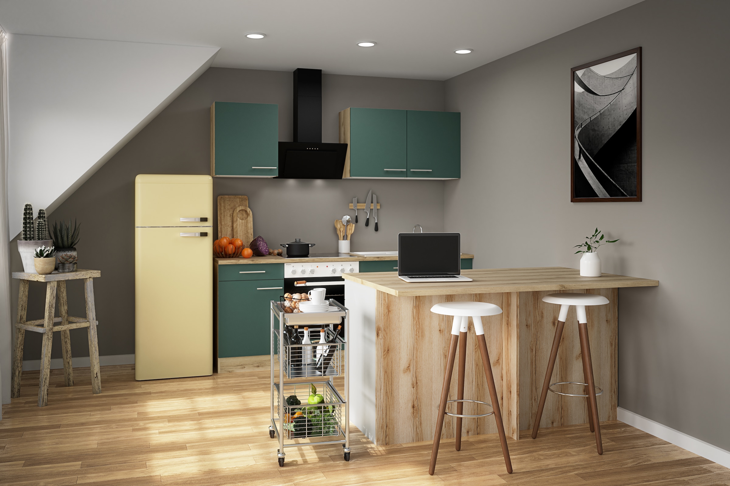 OPTIFIT Kücheninsel »Optifit« Breite 150 cm, 2 Türen, 3 Schubkästen, 2 Auszüge