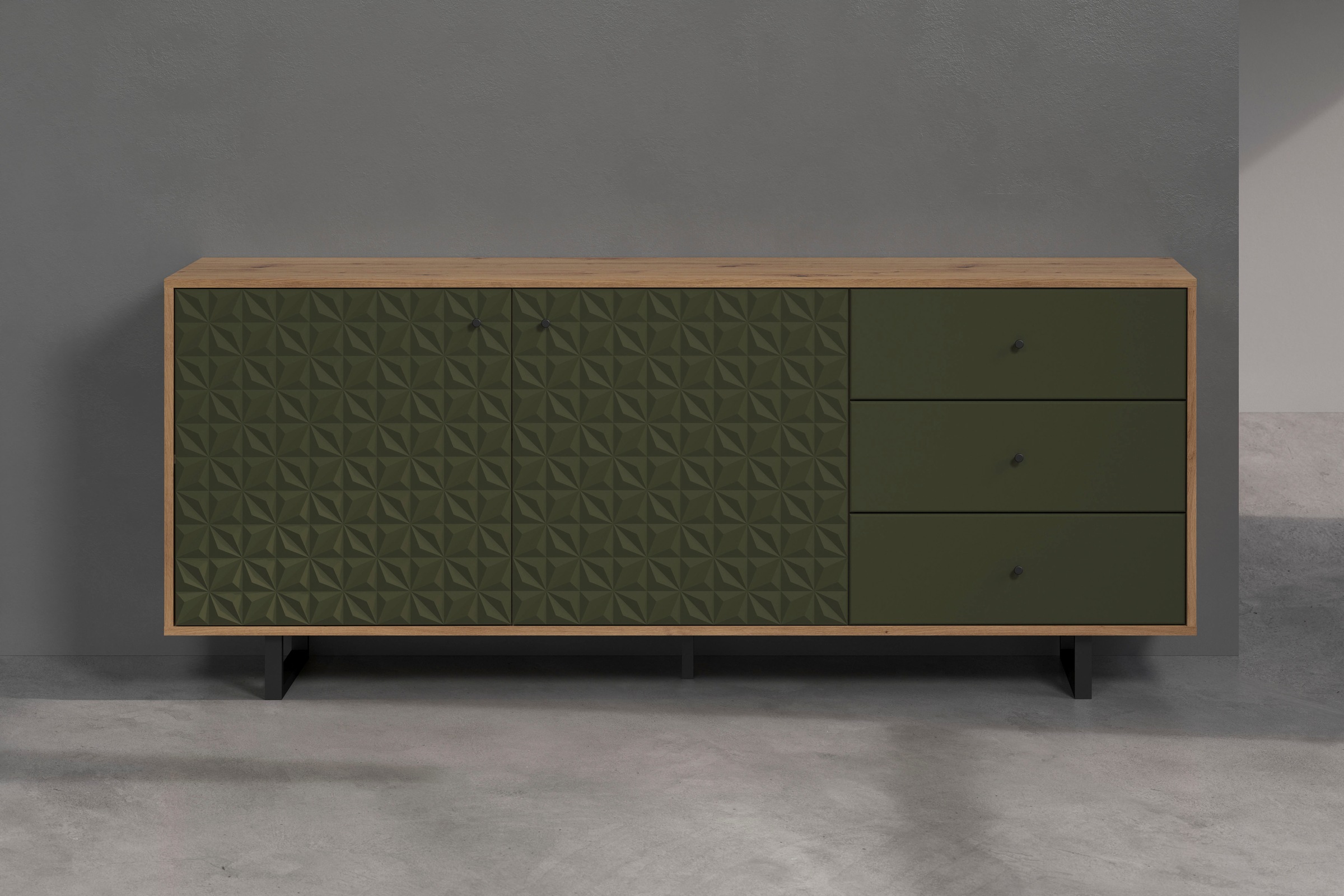 Image of Home affaire Sideboard "Ferretti" Wohnzimmerkommode mit besonderer Fräsung und Füsse/Griffe aus Metall