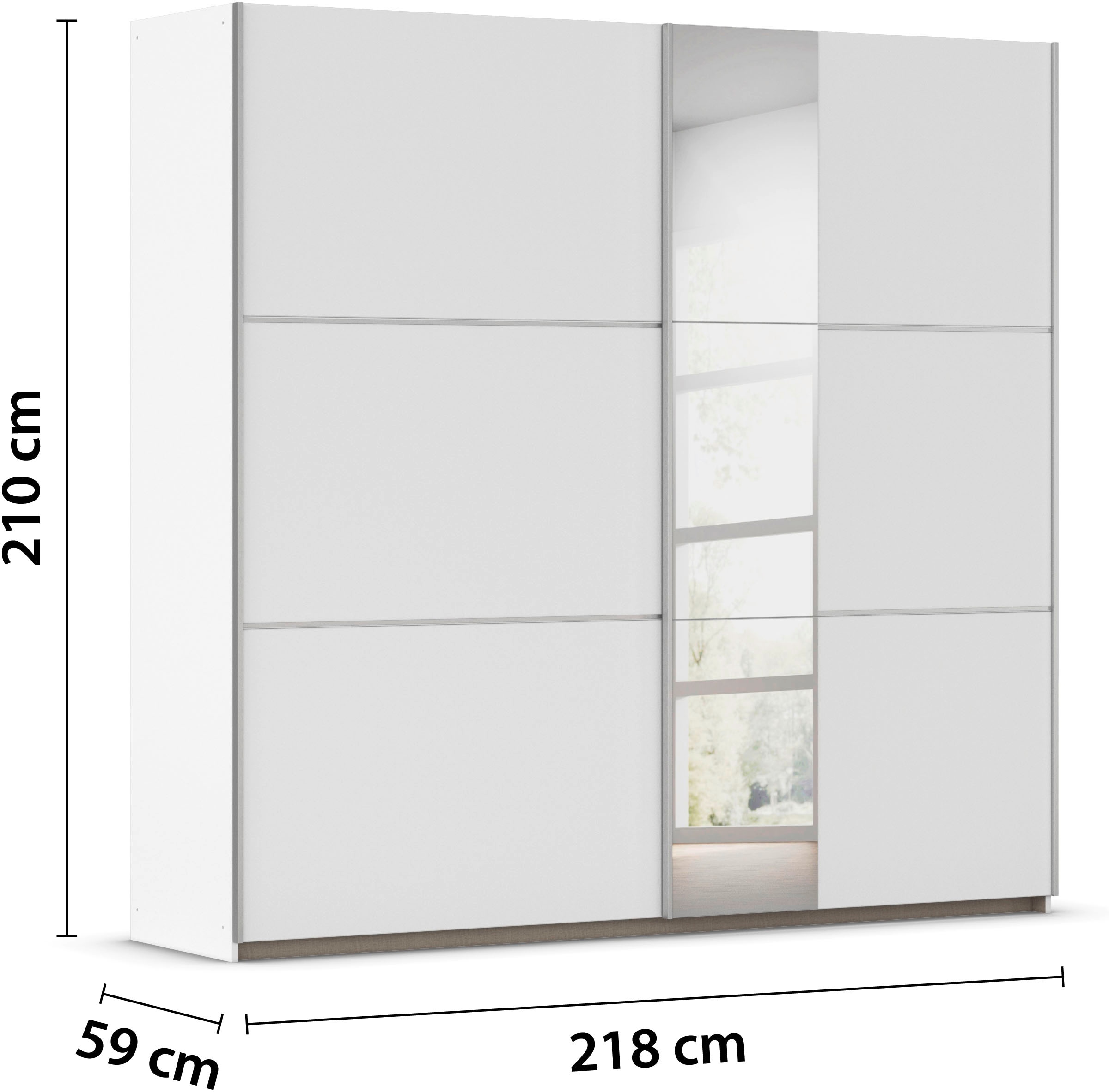 GOODproduct Kleiderschrank »Mehrzweckschrank Aktenschrank Möbel Mietswohnung TOPSELLER  ASTANA« 3 Ausstattungen BASIC/CLASSIC/PREMIUM (inkl. SOFT-CLOSE-FUNKTION),  mit 3 Spiegelelementen, Metallgriffleisten alufarbig MADE IN GERMANY