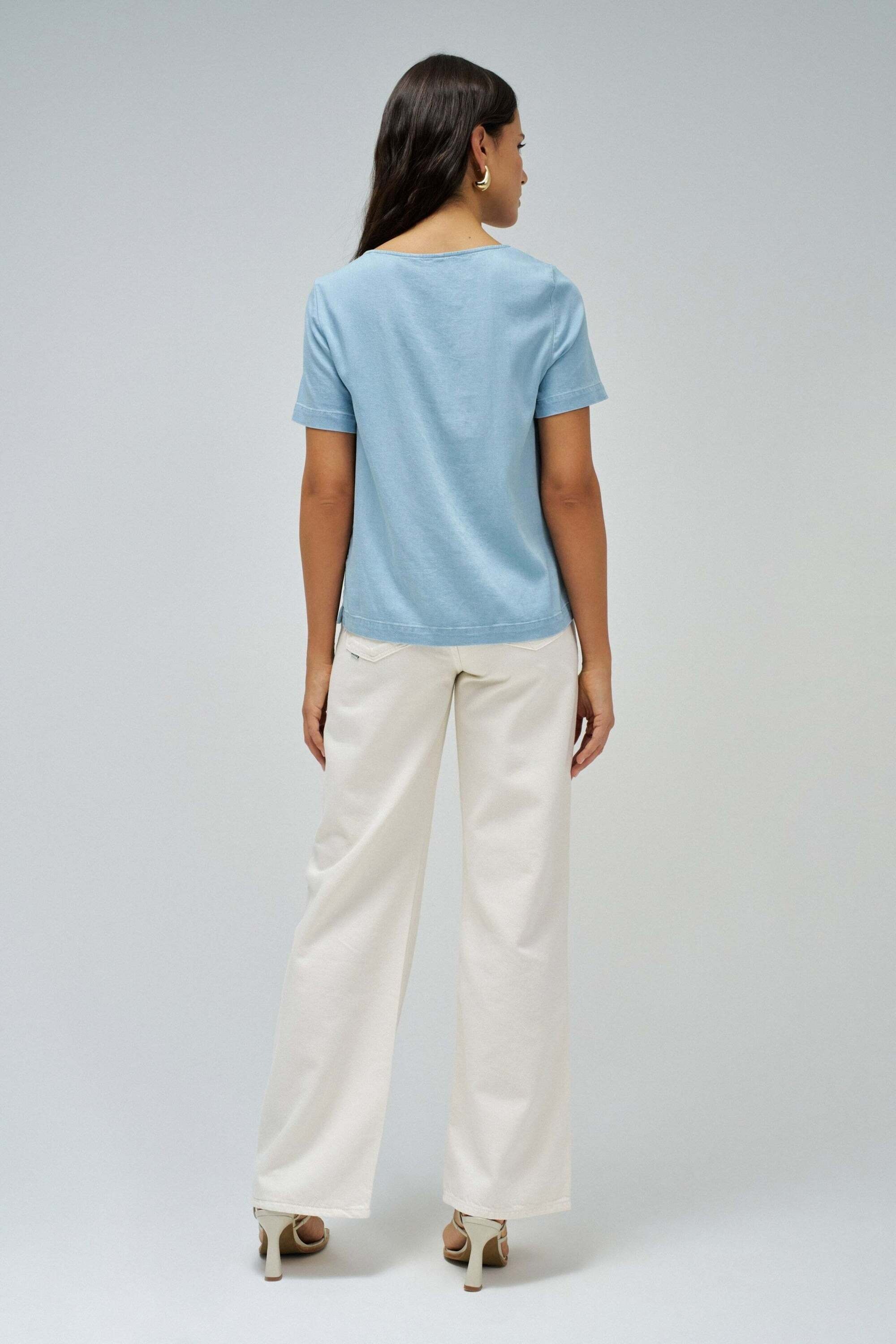 Salsa Kurzarmbluse »Salsa Jeans Kurzarmbluse Lightdenim Blouse Metalic Detail«