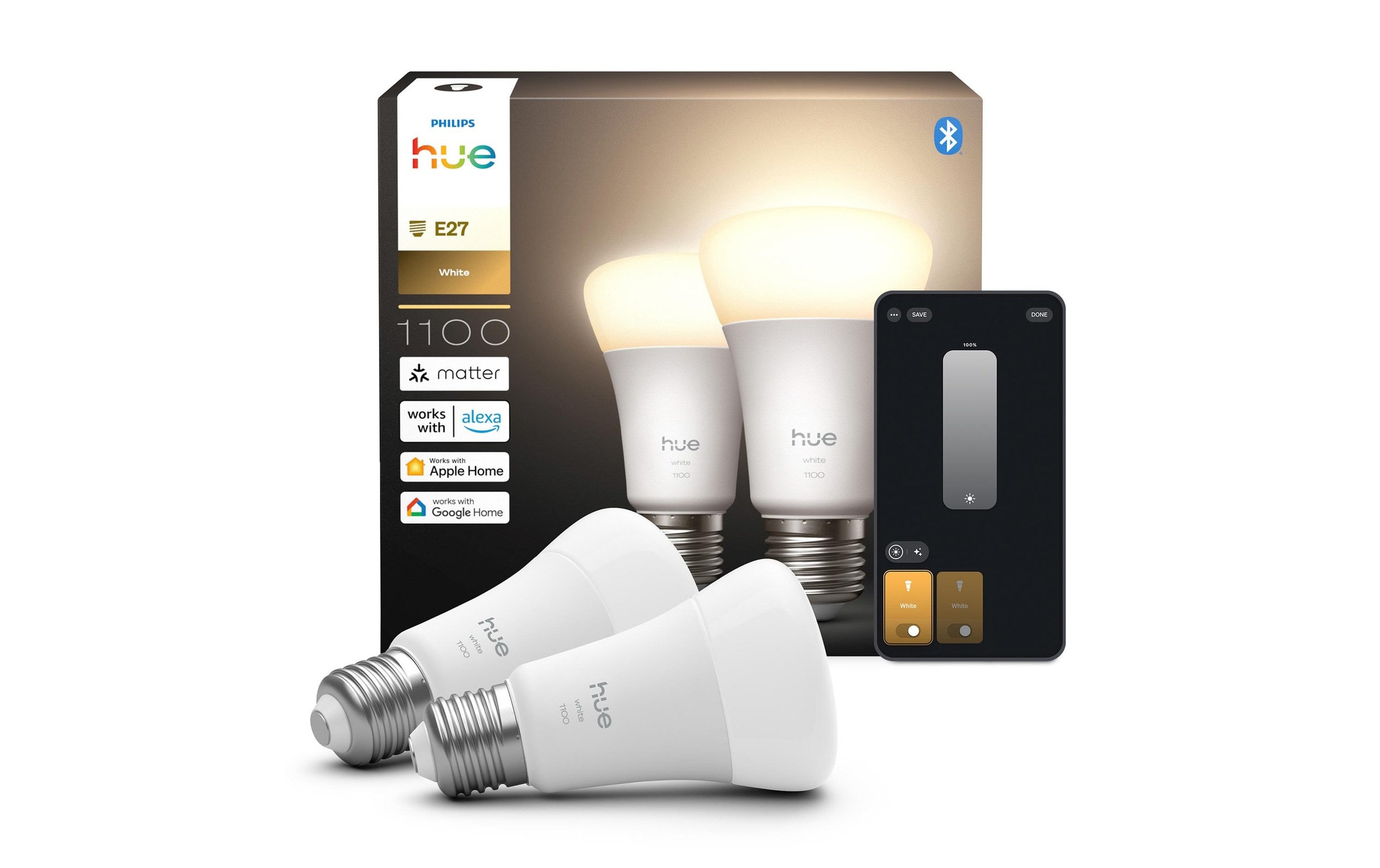 Image of Philips Hue LED-Leuchtmittel "Leuchtmittel White E27 Doppelpack 2 x 1100 lm" E27 warmweiss