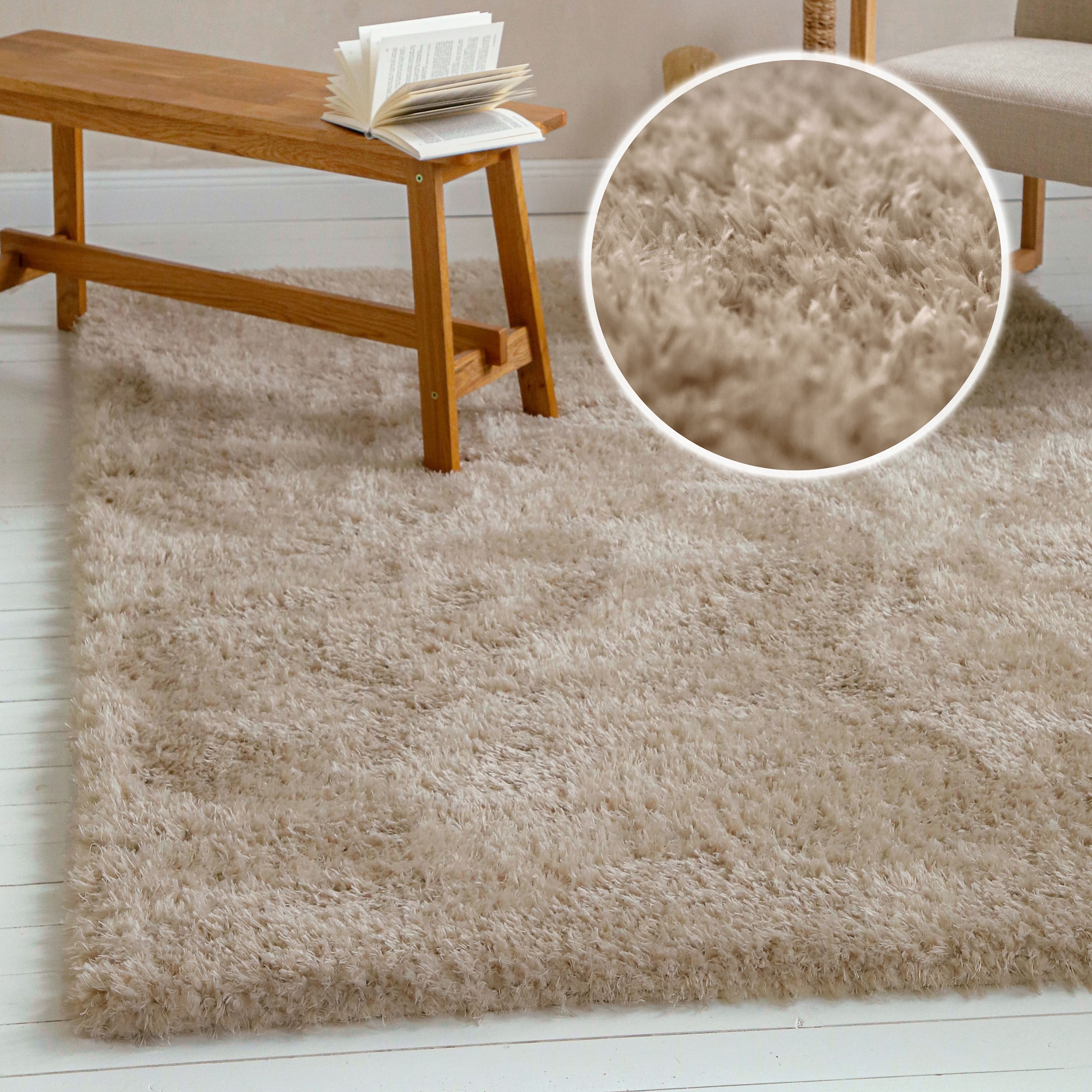 GOODproduct Tapis à poils longs »Josetta , auch als Läufer erhältlich« Rectangulaire 50 mm Höhe Langflor, Shaggy, dichter weicher Hochflor, uni farben, Wohnzimmer