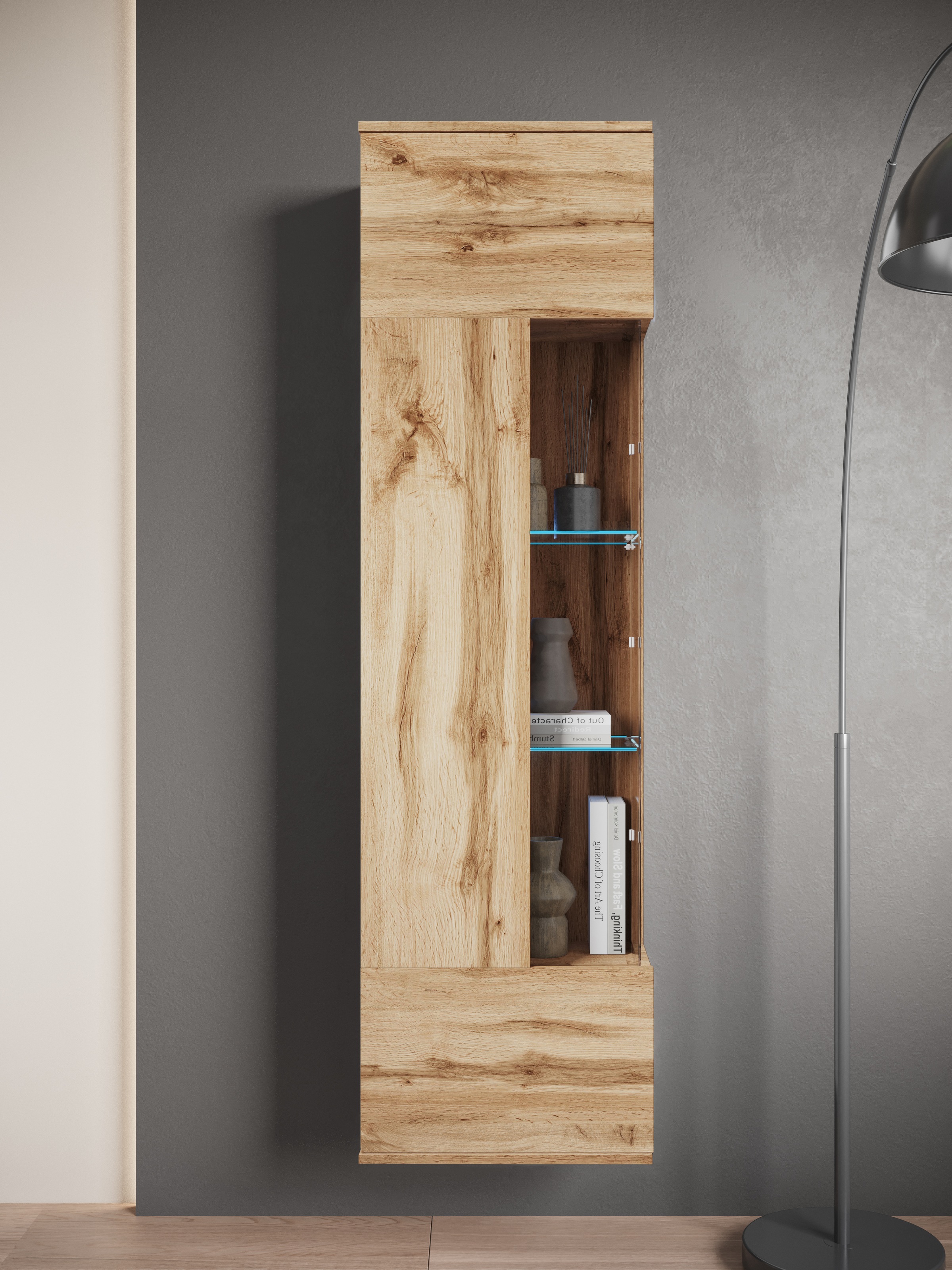 GOODproduct Vitrine »Kenia, stehend und hängend, Türanschlag wechselbar« 1 Stk. tlg. Vitrineschrank mit Glastüren 160 cm Höhe
