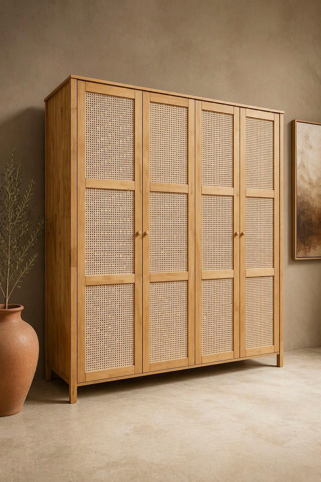 GOODproduct Kleiderschrank »Hällevik Eiche - aus FSC® Massivholz, Wiener Geflecht« Massive FSC®-zertifizierte Eiche geölt, Fronten  mit Wiener Geflecht