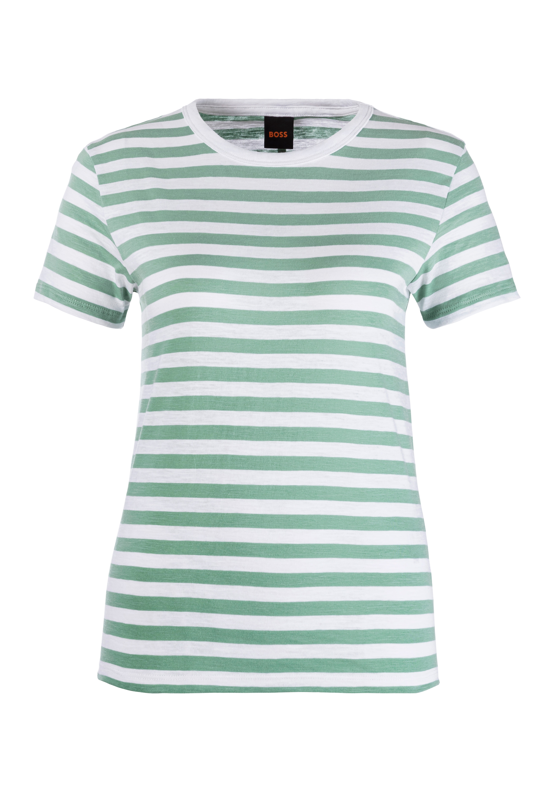 BOSS ORANGE T-Shirt »Esla Striped Premium Damenmode«, Premium Damenmode, im gestreiften Design