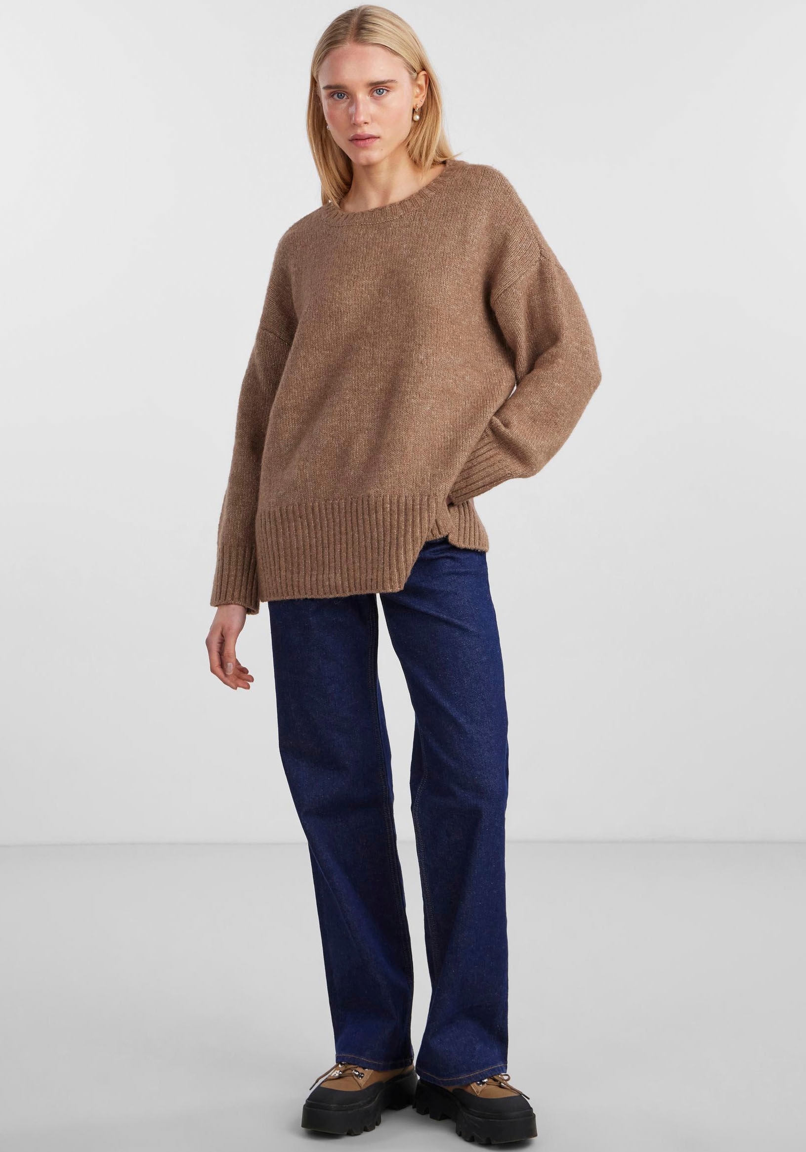 pieces Rundhalspullover »PCNANCY LS LOOSE O-NECK KNIT NOOS BC«, Oversized