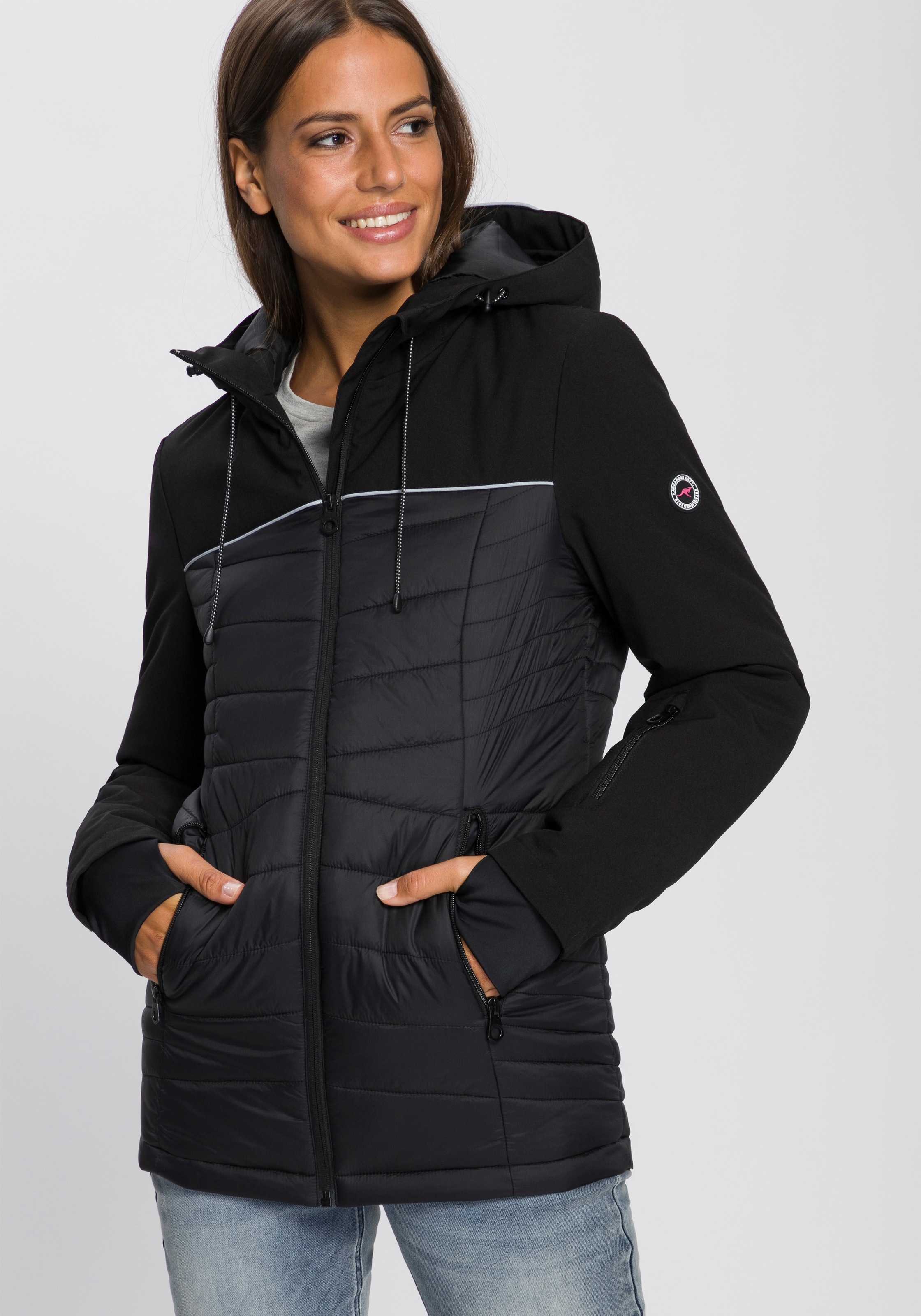 Image of KangaROOS Steppjacke, mit Material-Mix & Kontrast-Piping bei Ackermann Versand Schweiz