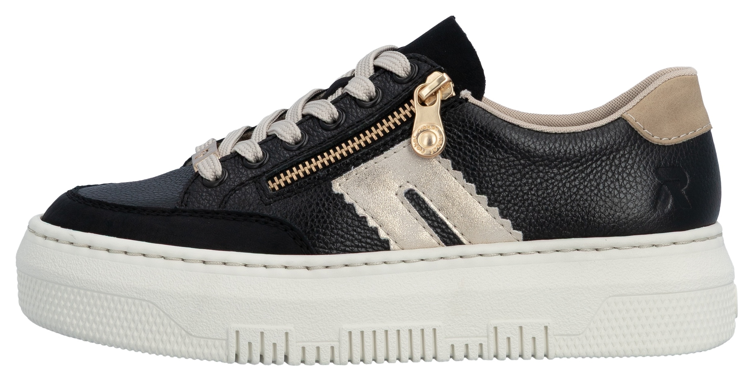 Rieker Plateausneaker  Schnürschuh, Halbschuh, Freizeitschuh mit seitlichem Reissverschluss