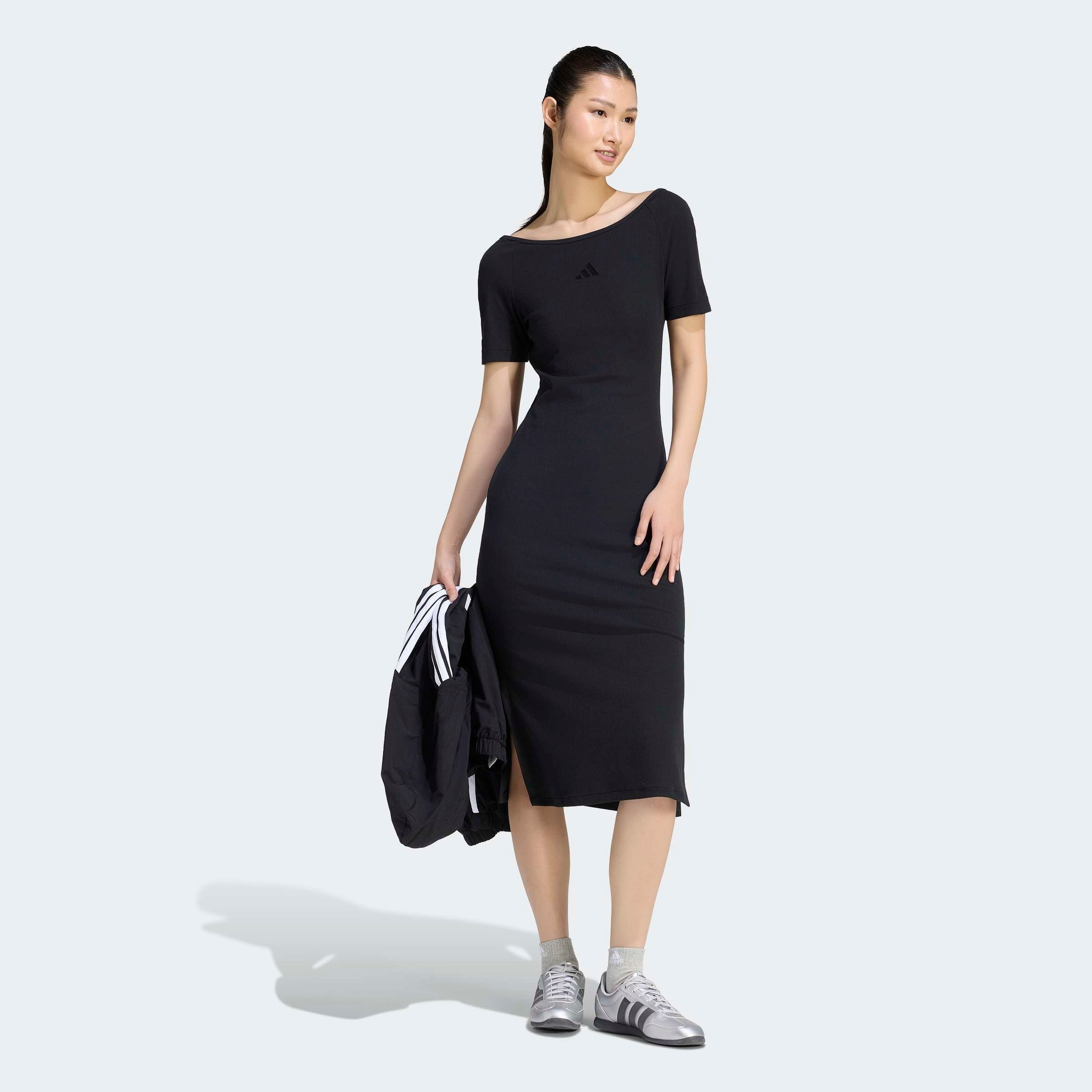 Image of adidas Sportswear Shirtkleid "ADIDAS KIT SMALL LOGO RIB DRESS" Ripp-Optik, hochwertiges Tragegefühl