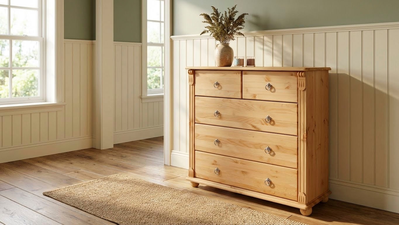 GOODproduct Commode à tiroirs »Tessin« aus massiver, FSC zertifizierter Kiefer, mit 5 Schubladen