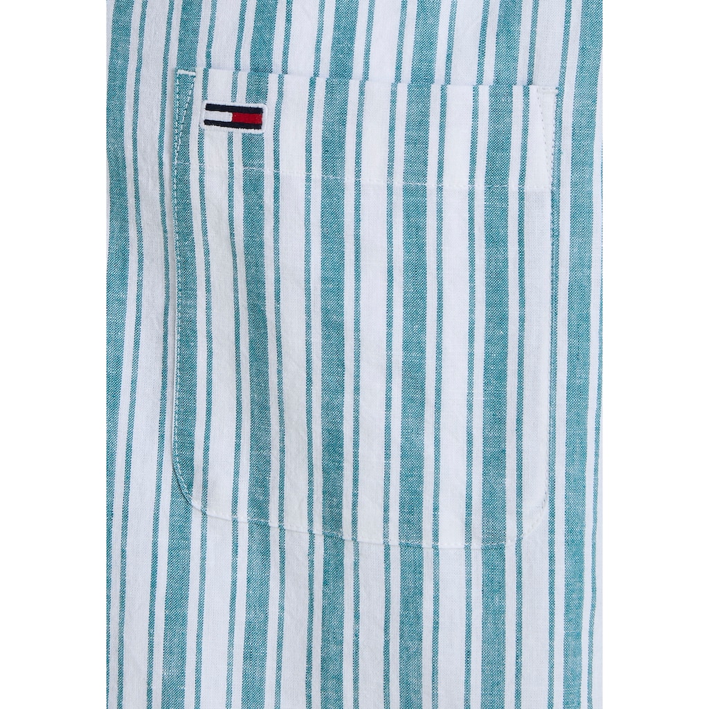 Tommy Jeans Plus Kurzarmhemd »TJM STRIPE LINEN SS SHIRT EXT«, Grosse Grössen, Modische Längsstreifen