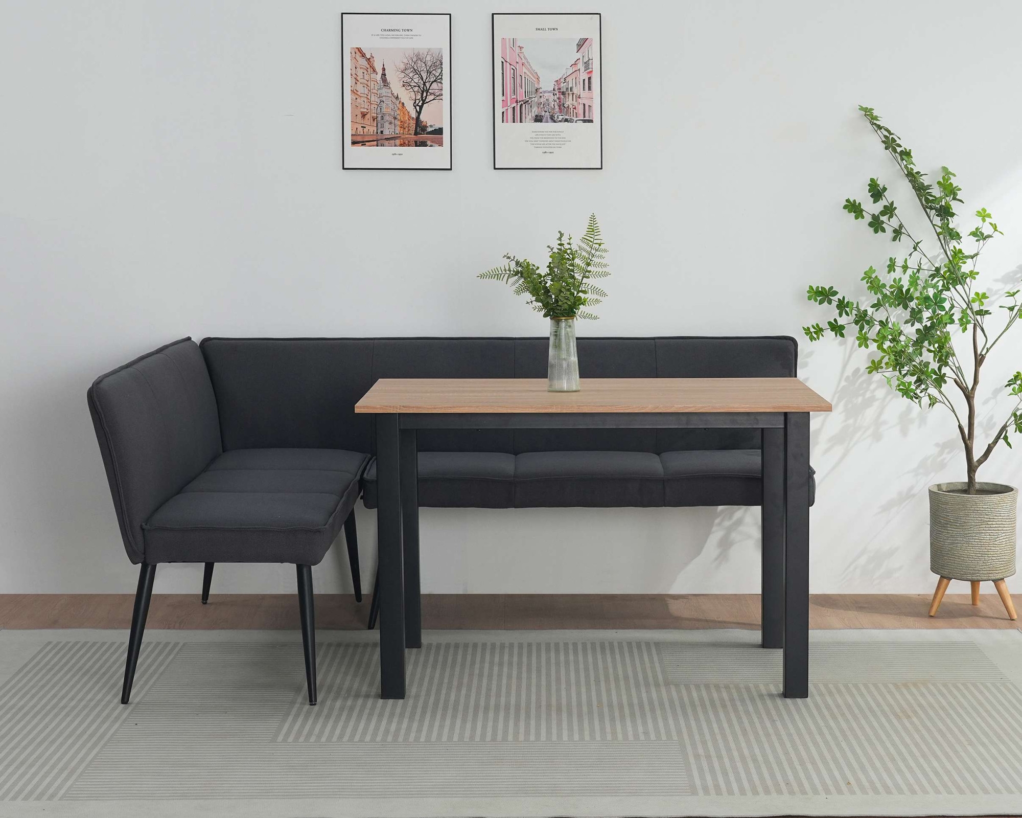 GOODproduct Essbank »Ianna« schwarze Metallbeine, pflegeleichtem Webstoff Bezug, Breite 193 cm