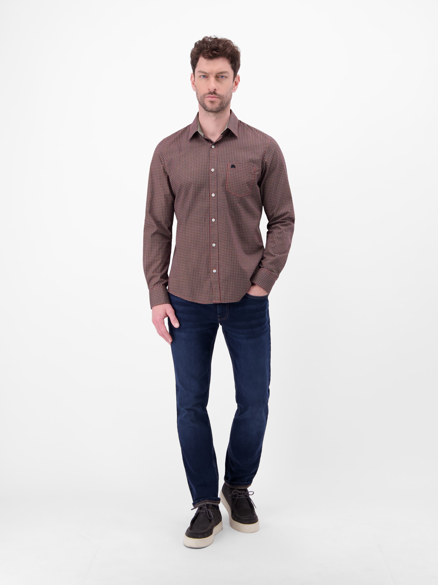 LERROS Chemise à manches longues »Langarmhemd mit Karomuster aus 100% Baumwolle«