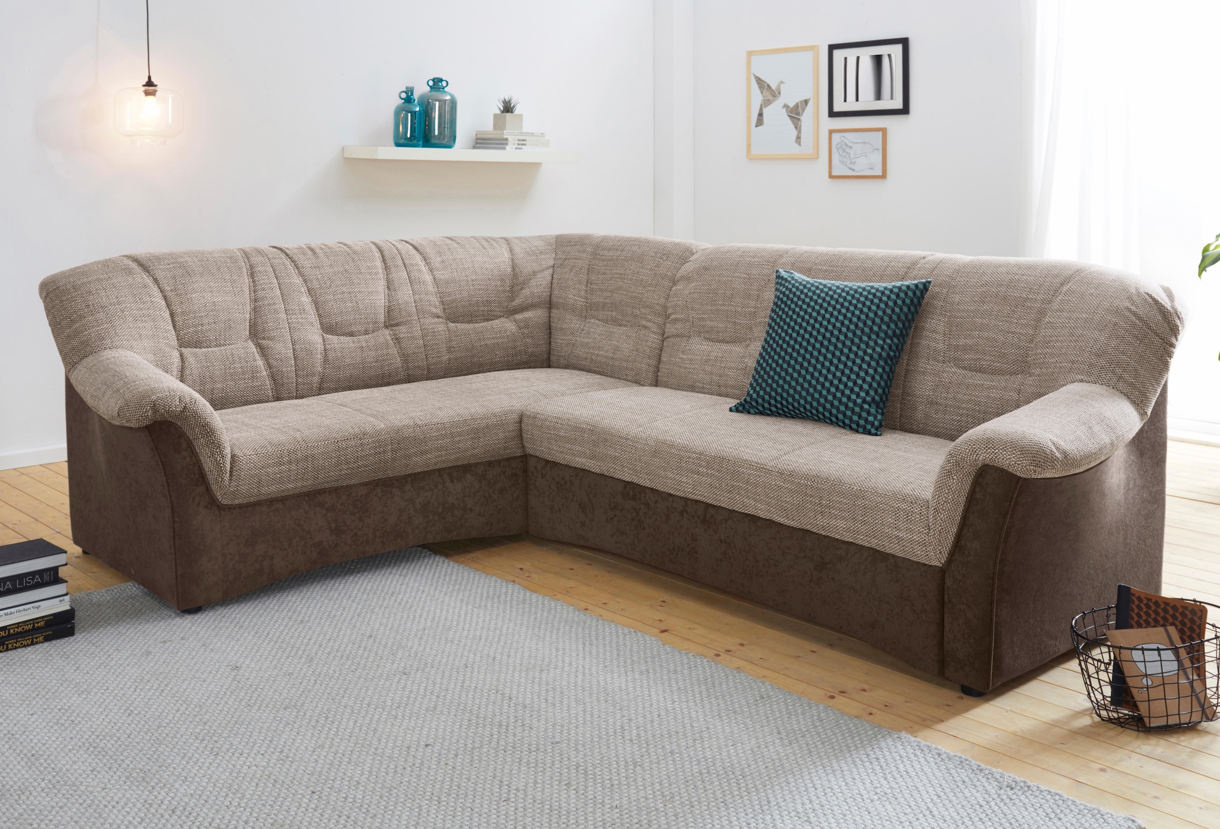 Image of DOMO collection Ecksofa "SARAFINA 240x190 cm, auch mit Federkern für mehr Sitzkomfort" whlw. mit Bettfunktion, elegantes Design, L-Form