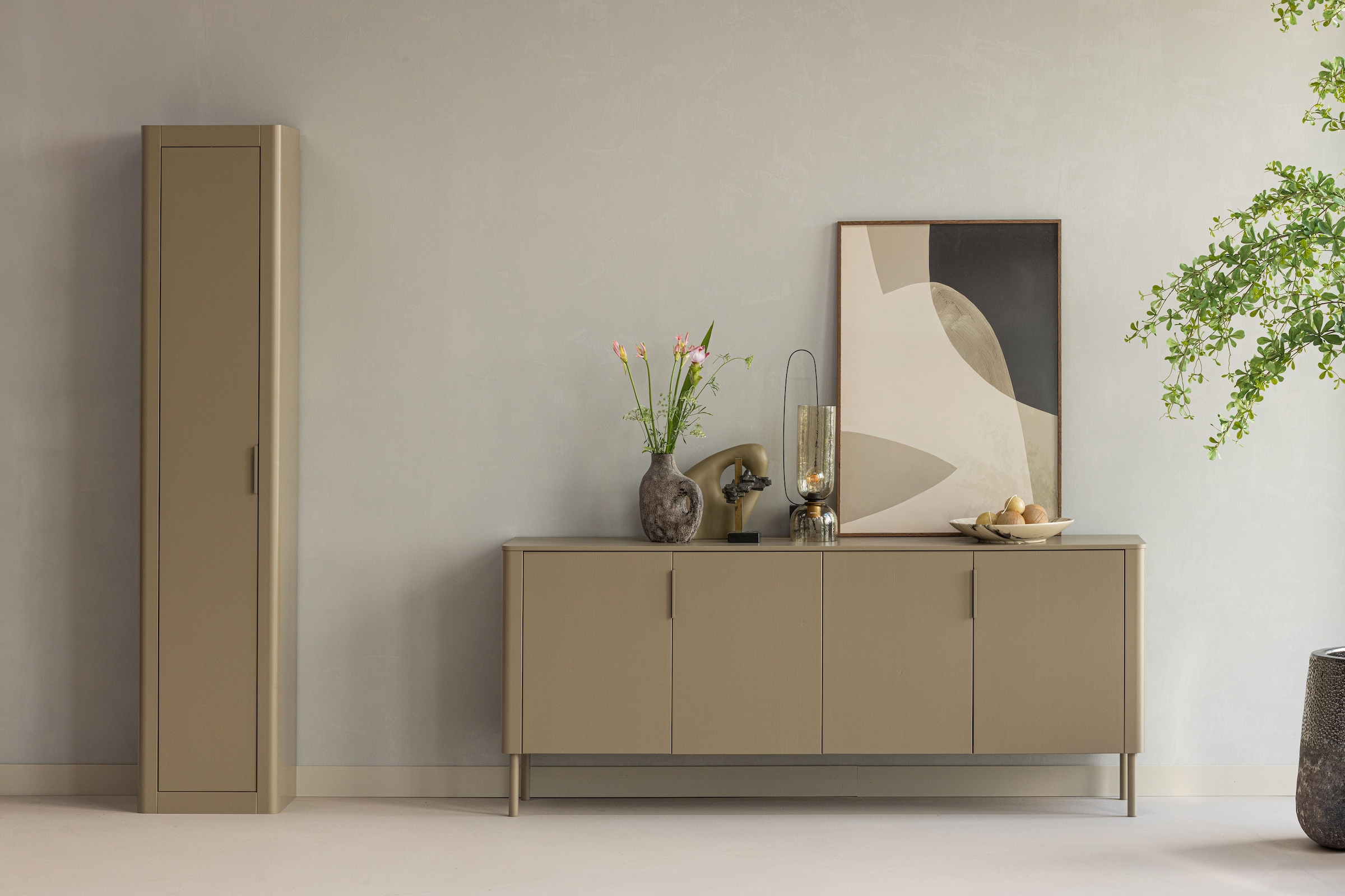 Image of WOOOD Mehrzweckschrank "Gunnar FSC Mix Kiefernholz mit sichtbare Maserung 45x39x217 cm" Tragkraft 30 kg, abgerundete Ecken, Wandbefestigung empfohlen