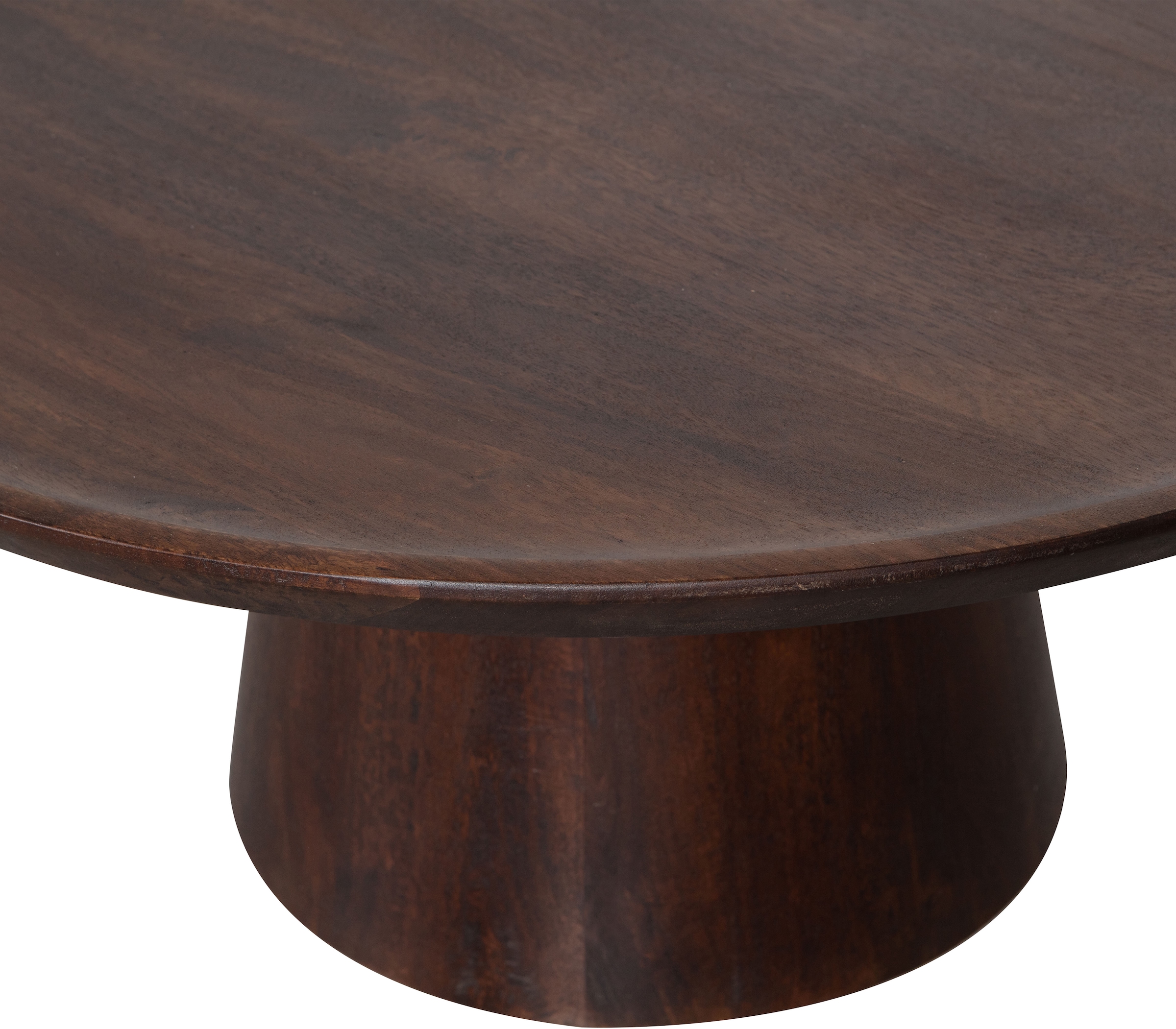 WOOOD Couchtisch »Coffee A Gogo mit Massivmangoholz und bauchigem Standfuss Ø 90 x 40 cm« Tischblattdicke 4 cm, umlaufender Randerhöhung, Tragkraft 15 kg